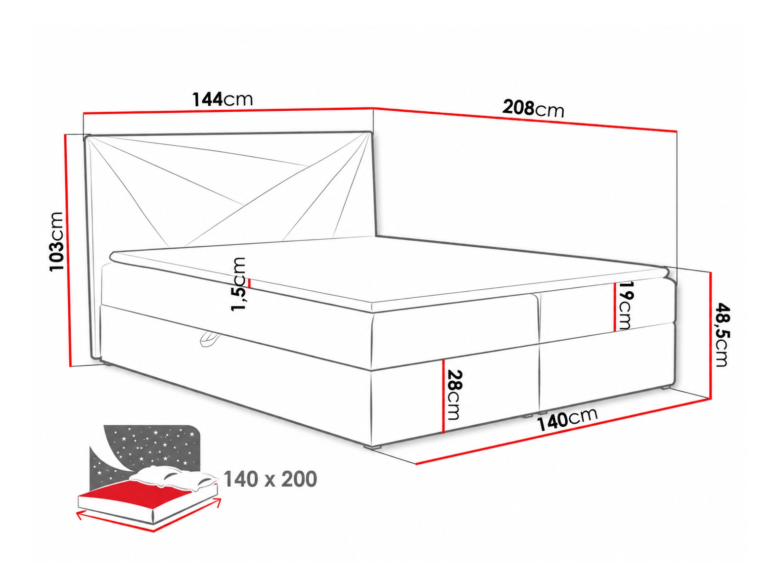 Lit boxspring Pons II (Kronos 27)