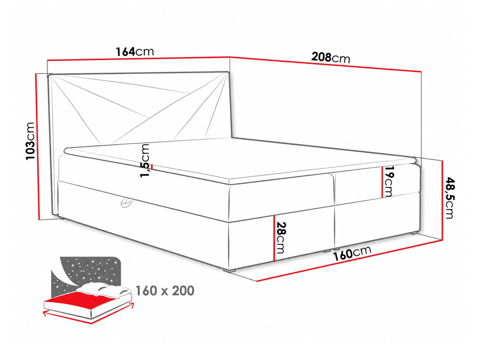 Lit boxspring Pons II (Kronos 27)