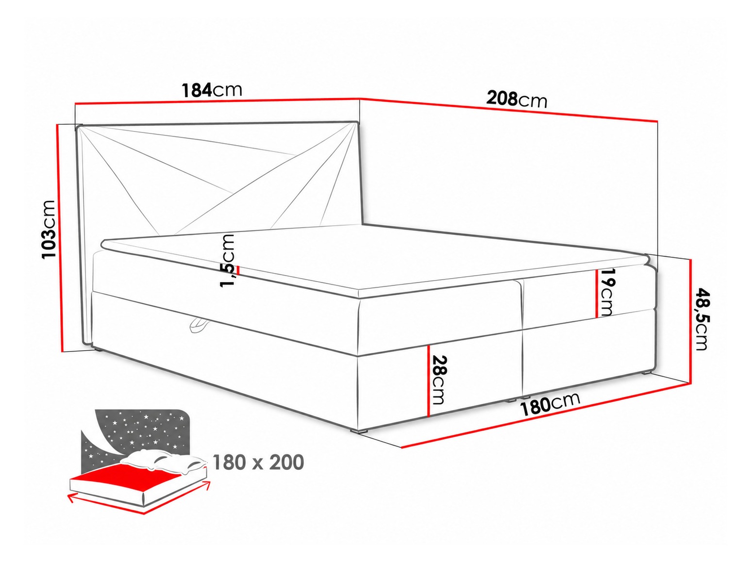Lit boxspring Pons II (Kronos 27)