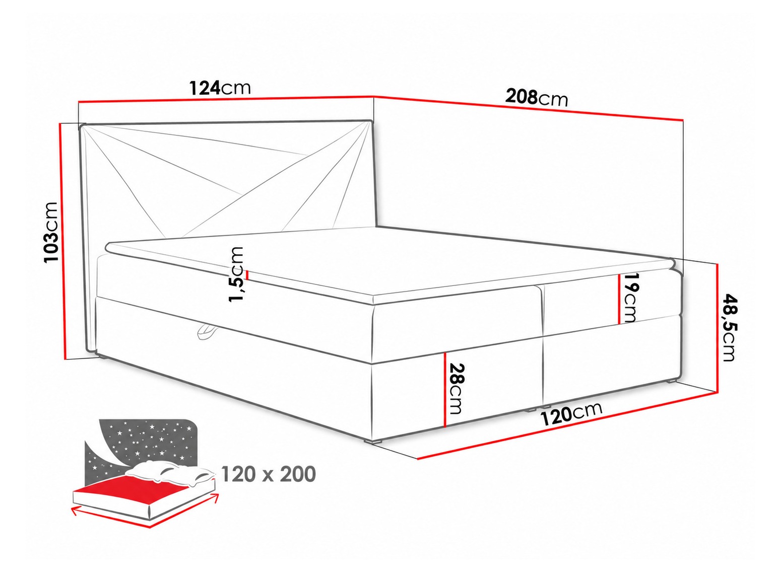 Lit boxspring Pons II (Kronos 34)