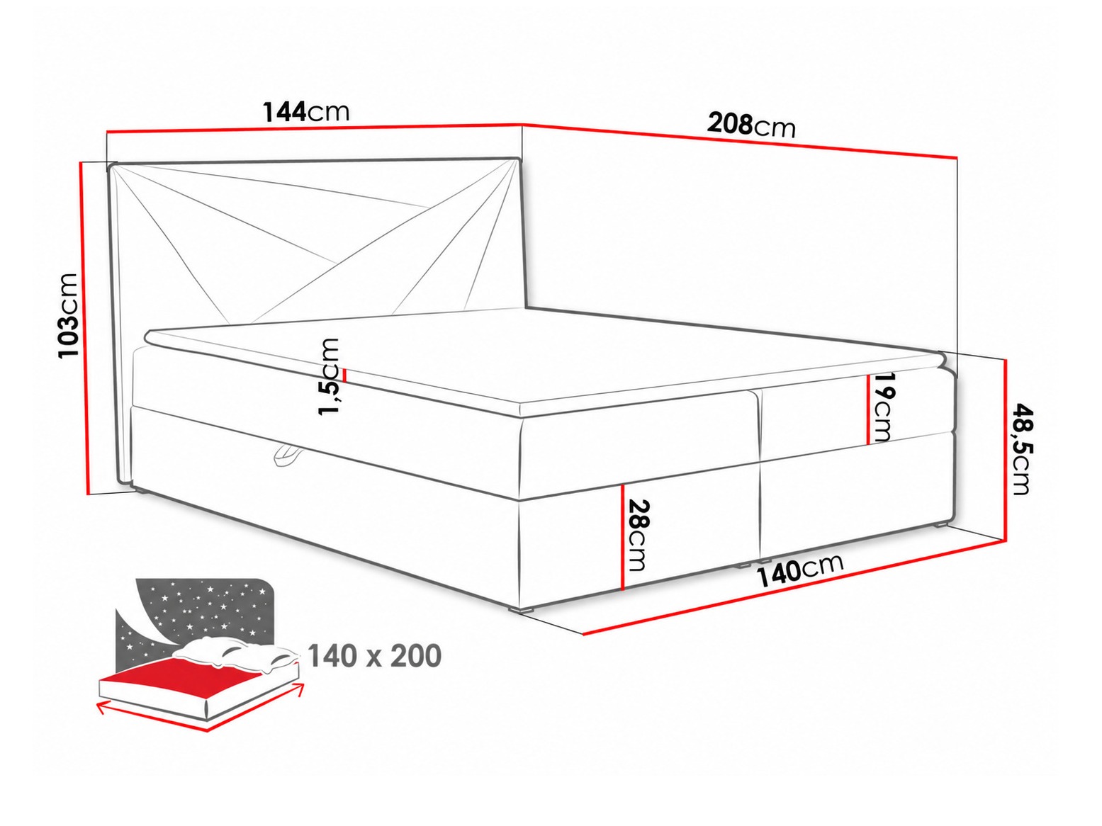 Lit boxspring Pons II (Kronos 34)