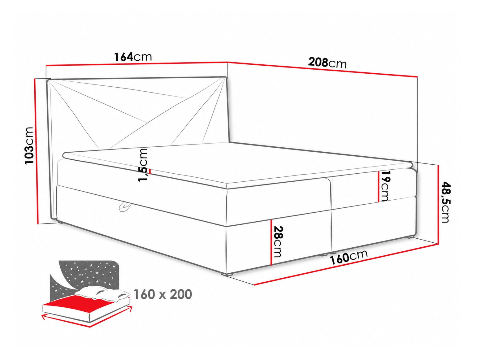 Lit boxspring Pons II (Kronos 34)