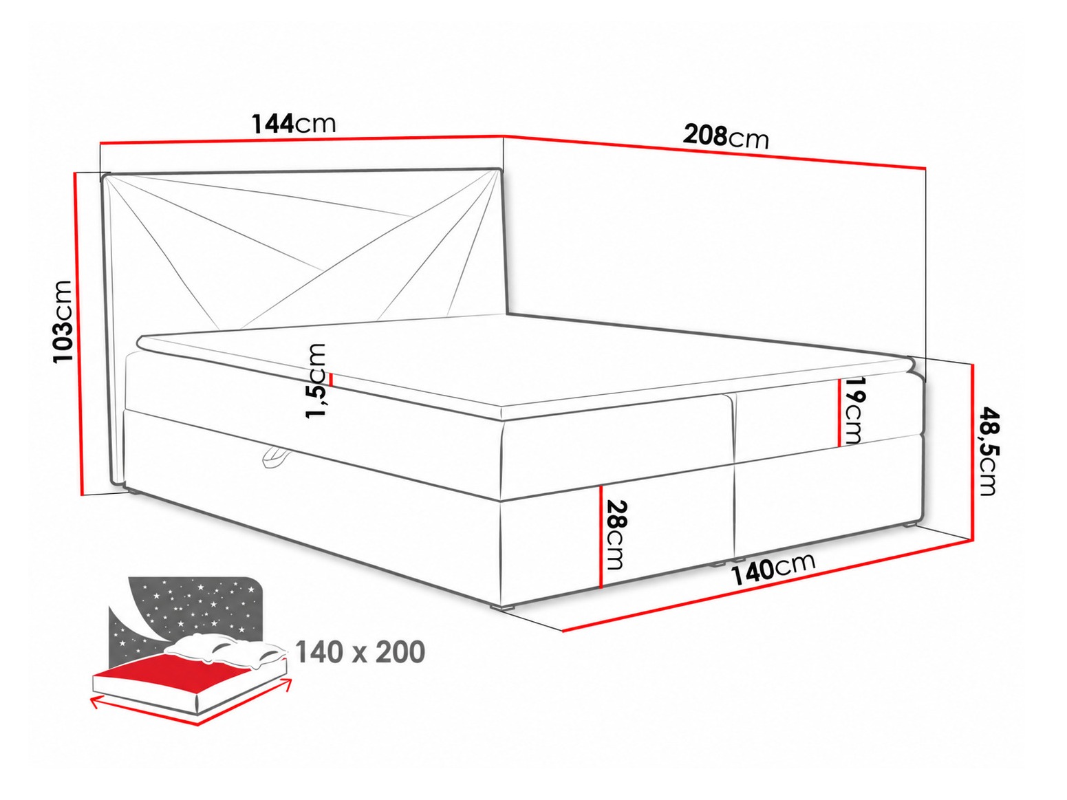Lit boxspring Pons II (Paros 2)
