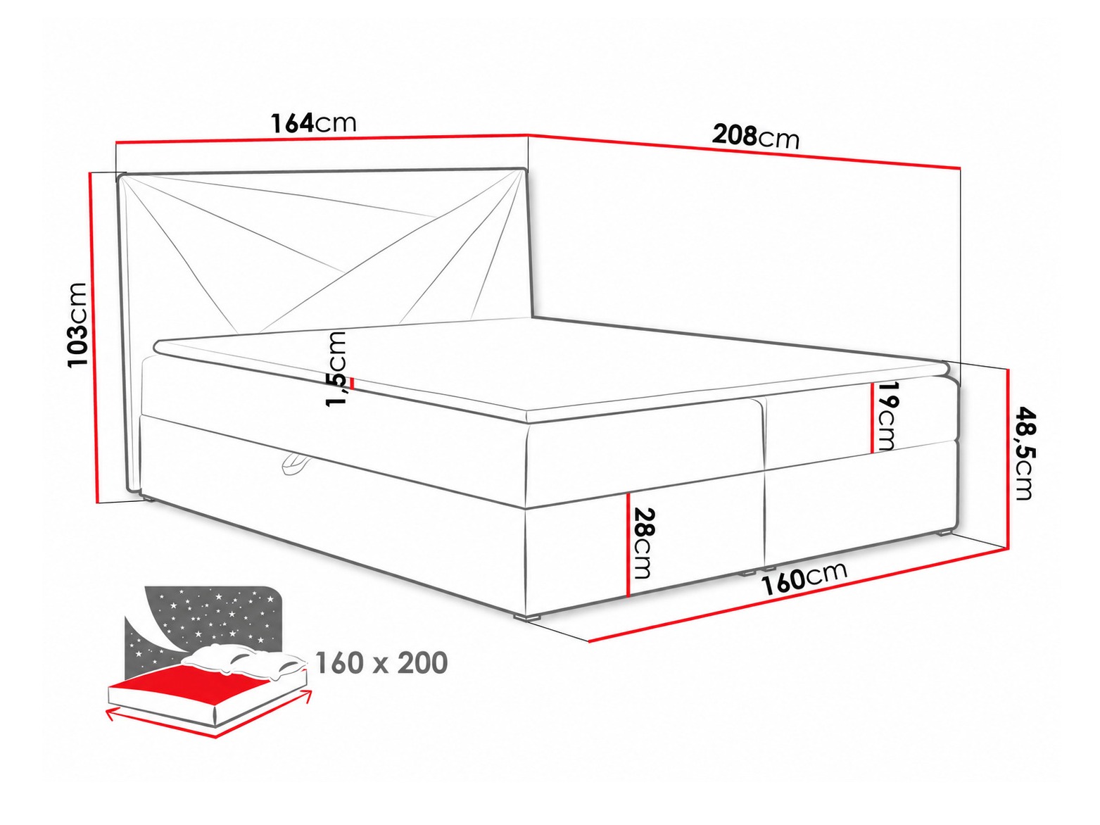 Lit boxspring Pons II (Paros 2)