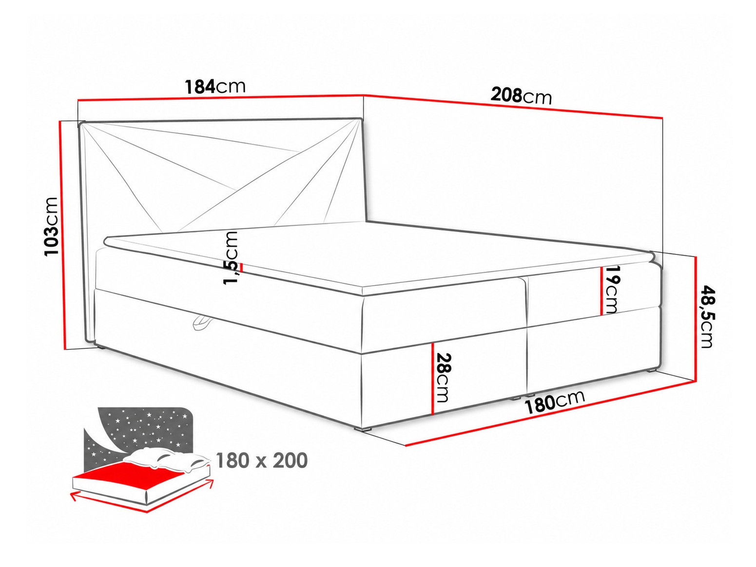 Lit boxspring Pons II (Paros 2)