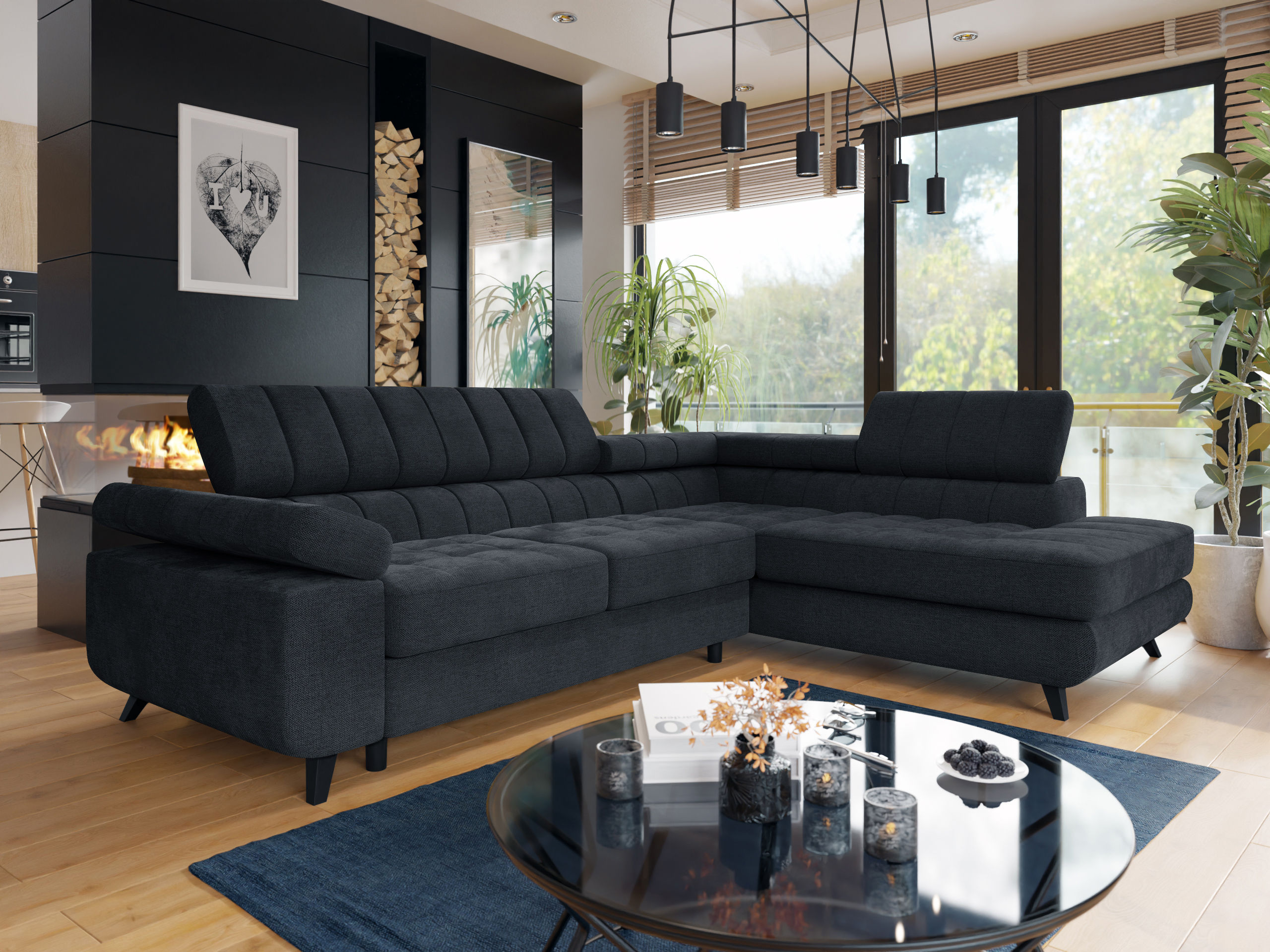 Canapé d'angle Comfivo Agnus (Spirit Black)