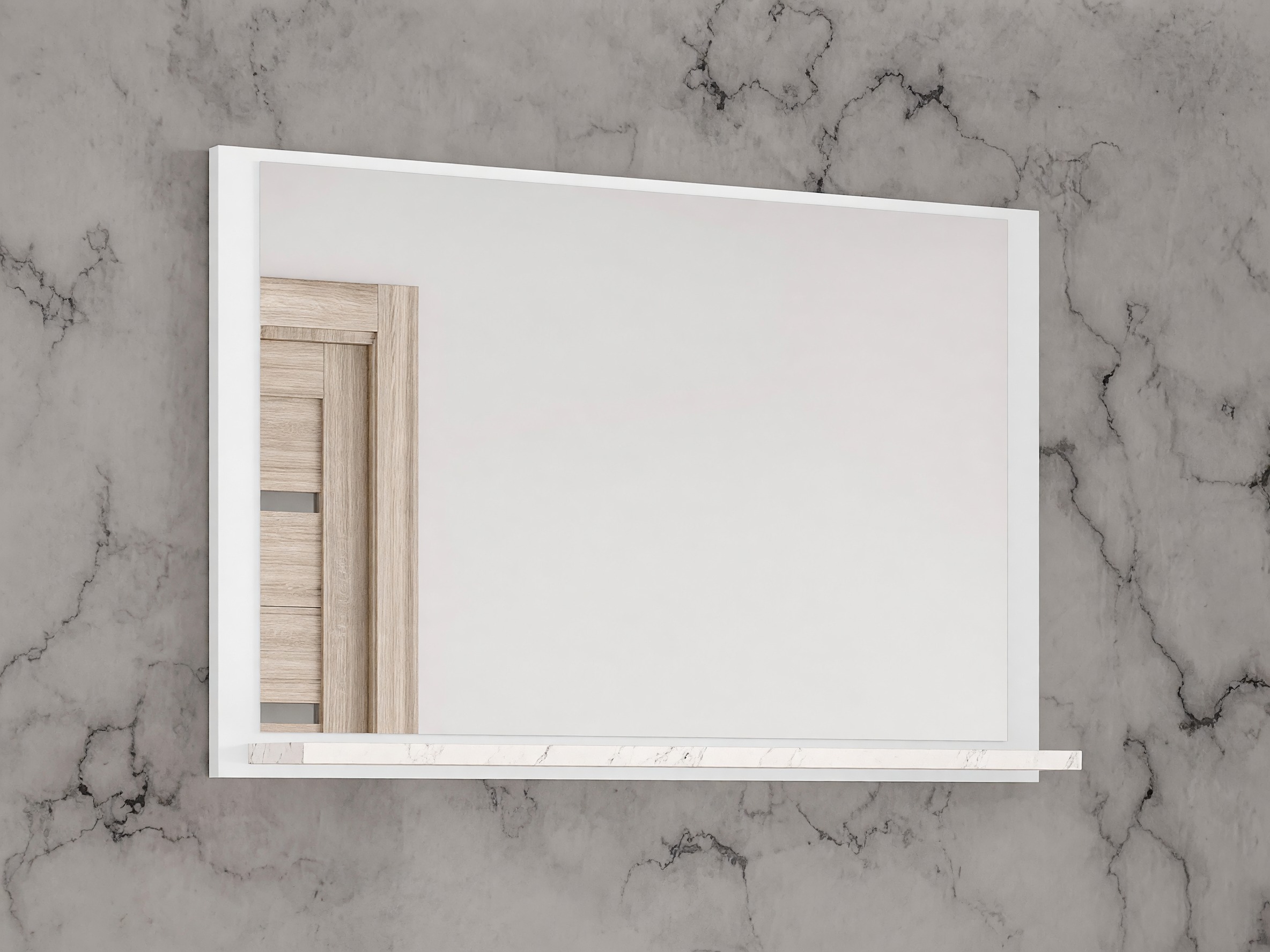 Miroir de salle de bain Salus (Blanc + Marbre blanc)