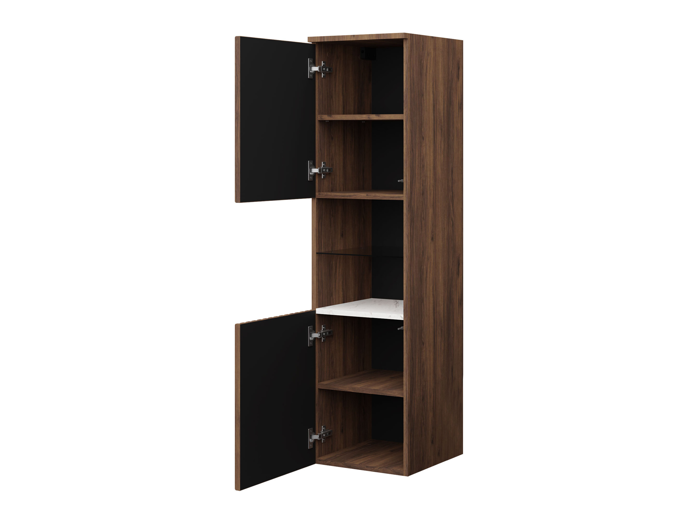 Armoire de salle de bain murale Nauta (Noir + Marbre noir)