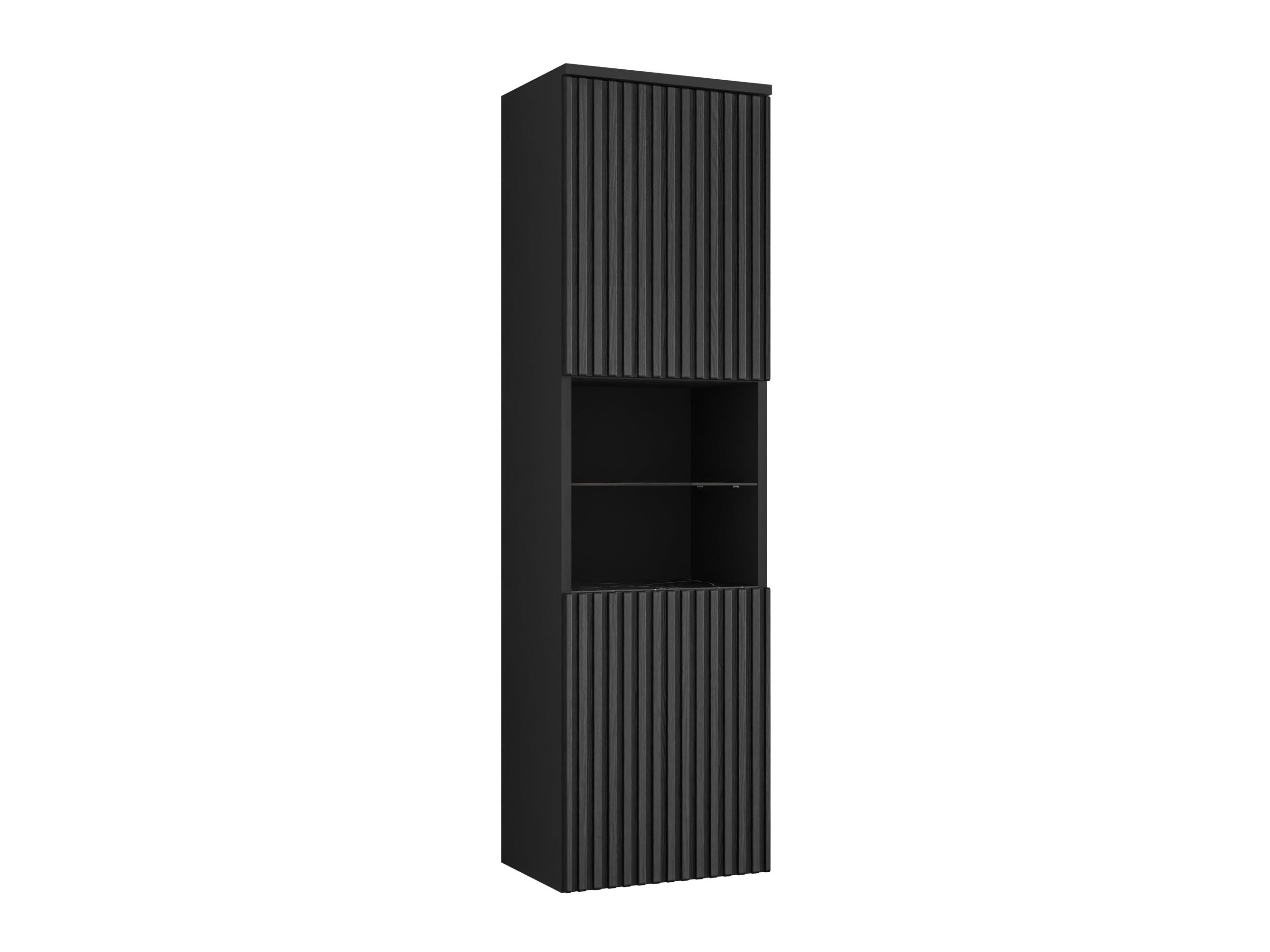 Armoire de salle de bain murale Nauta (Noir + Marbre noir)