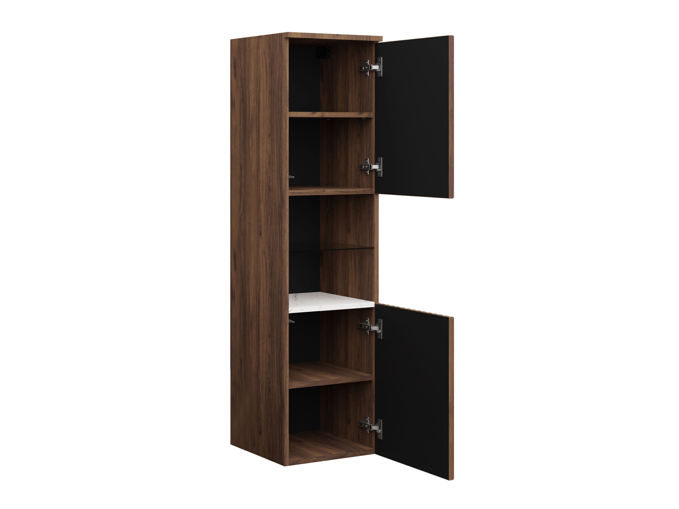 Armoire de salle de bain murale Nauta (Noyer + Marbre blanc)