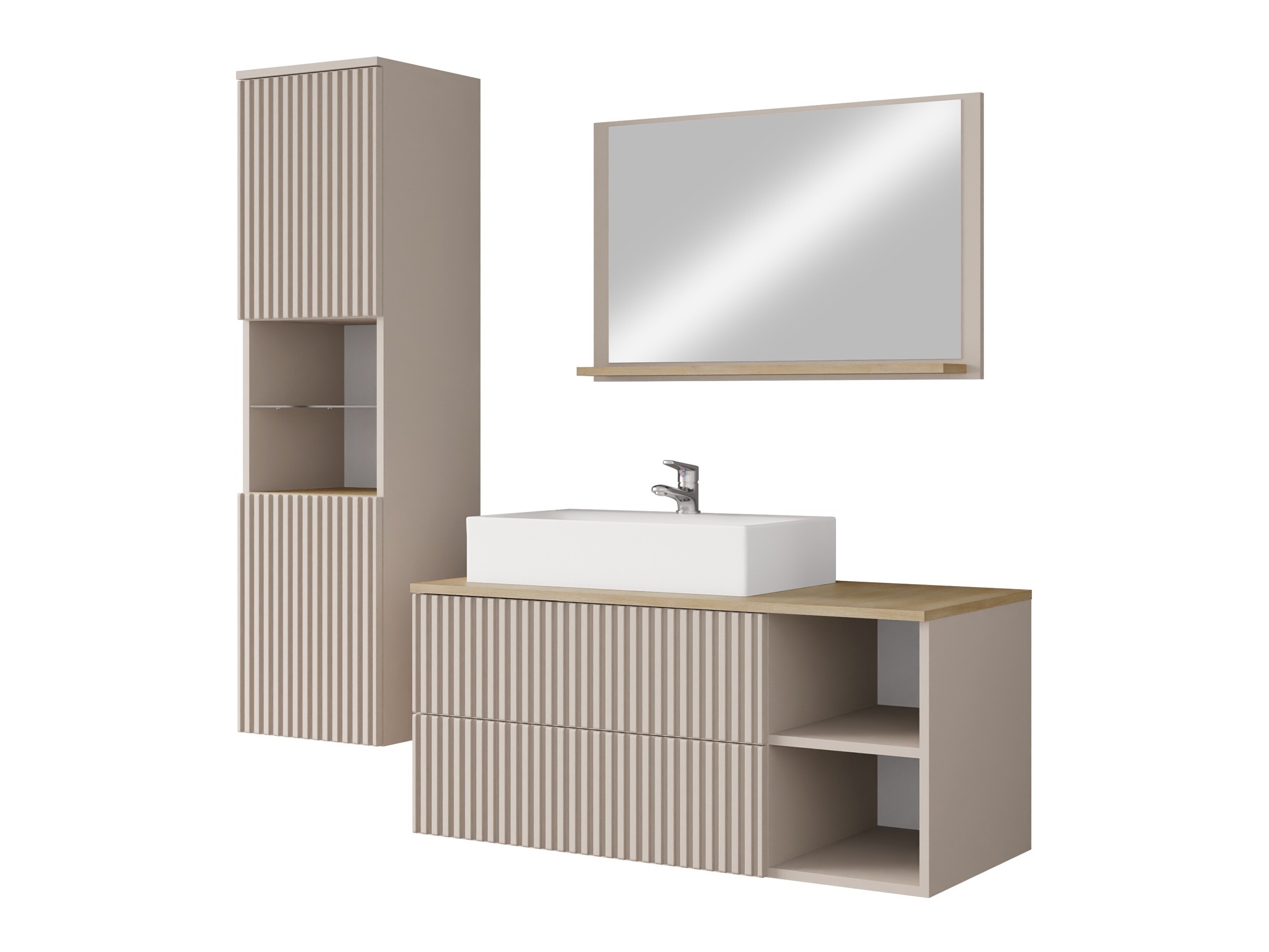Ensemble de salle de bain Nauta I (Cachemire + Chêne Cremona)