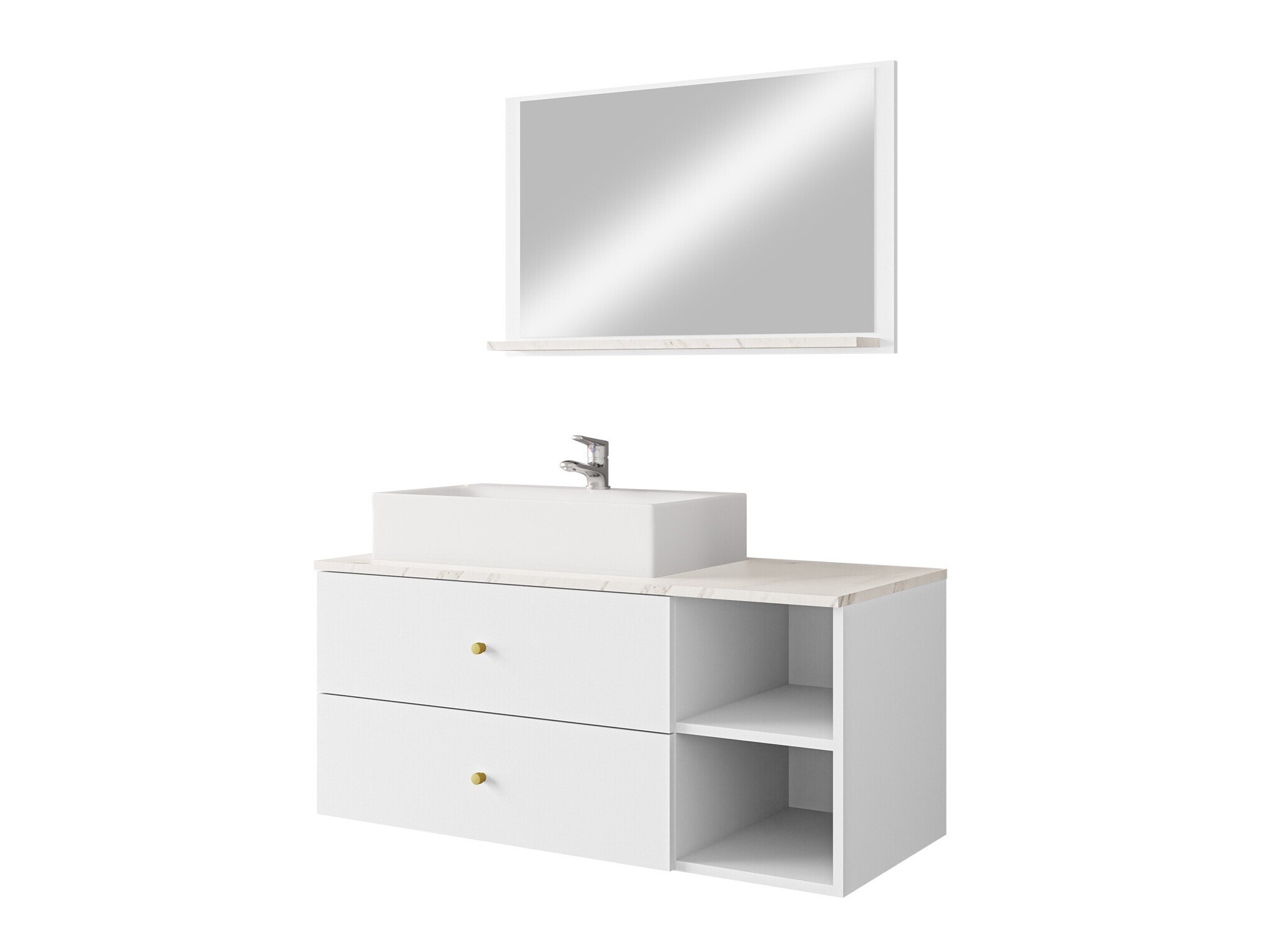 Ensemble de salle de bain Salus I (Blanc + Marbre blanc)