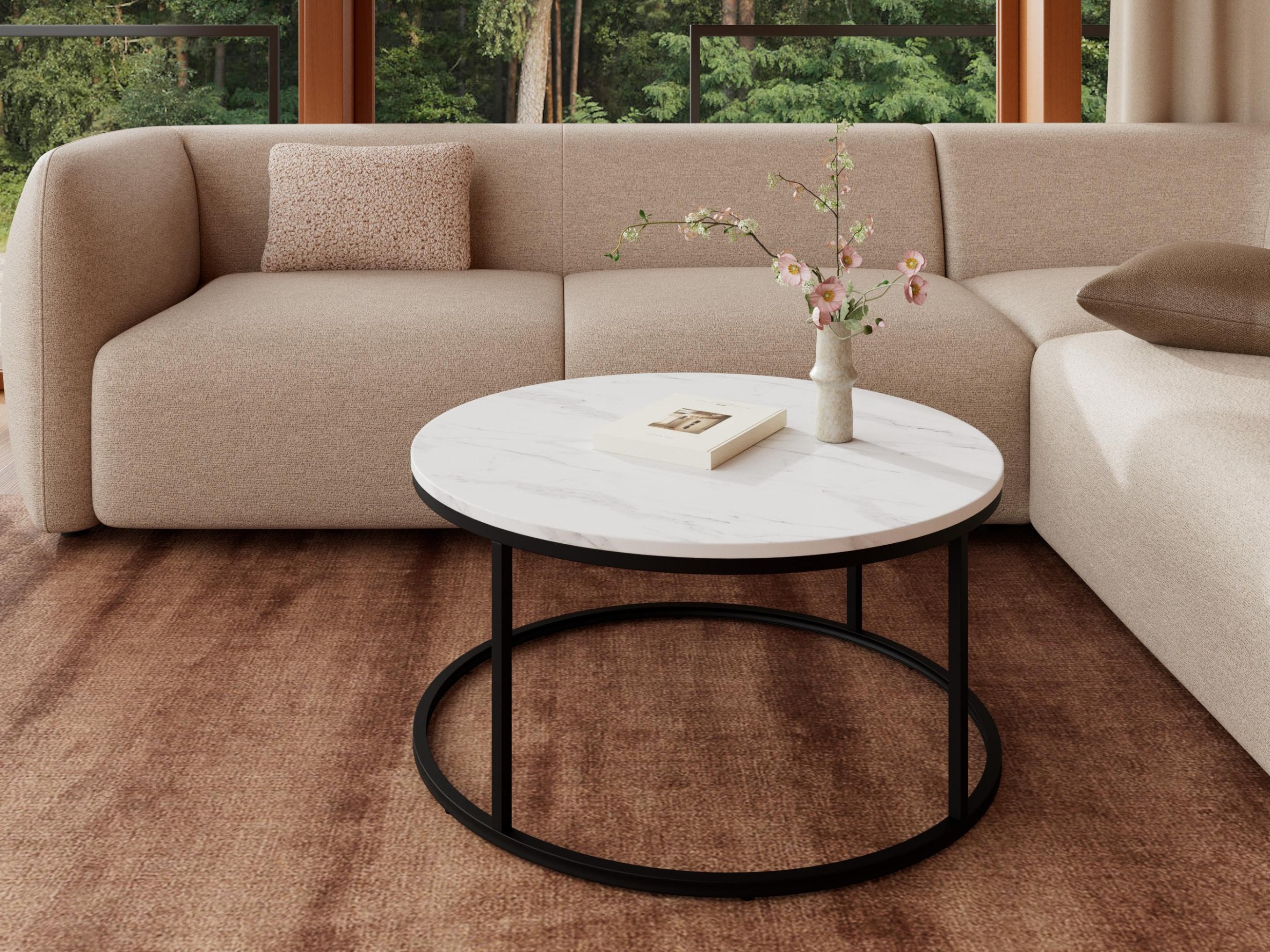 Table basse Norsica 692 (Noir + Marbre blanc)