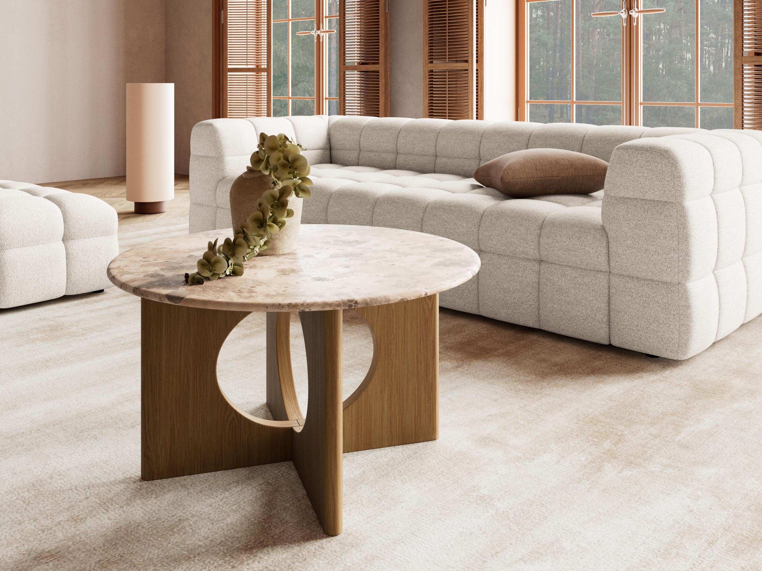Table basse Norsica 1112 (Chêne clair + Marbre marron)