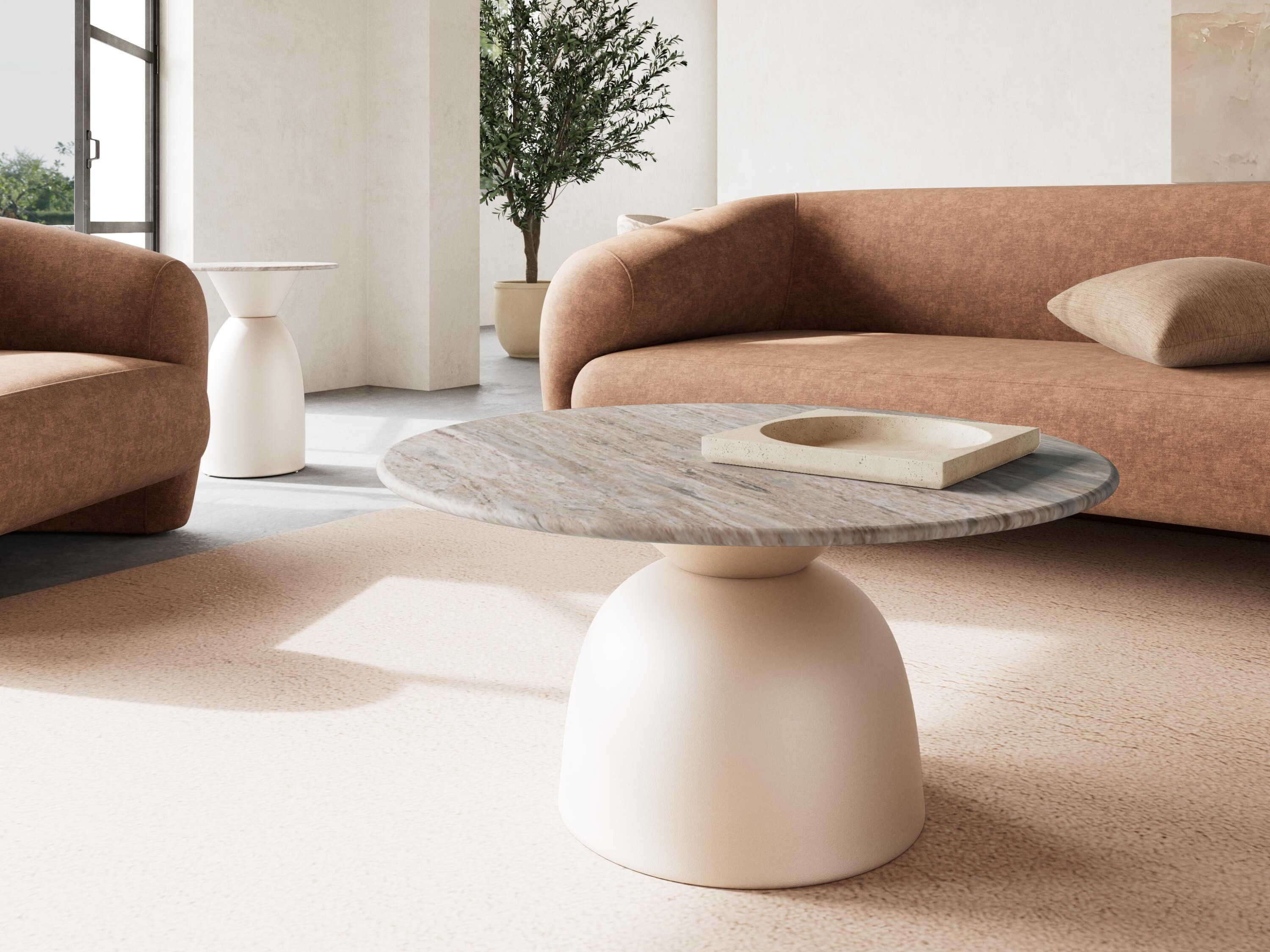 Table d'appoint Norsica 1074 (Gris clair + Marbre gris)