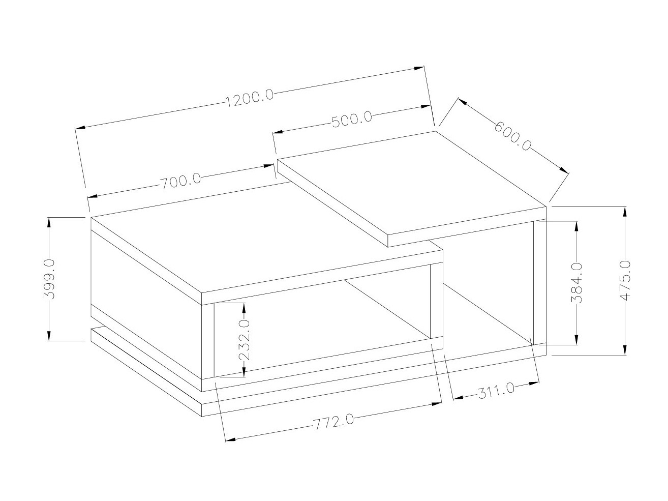 Table basse Lutiva 104 (Matera gris + Épicéa foncé)