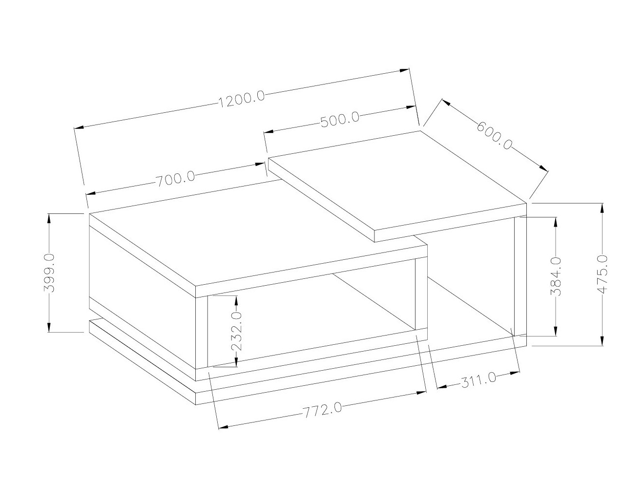 Table basse Lutiva 104 (Noir mat)