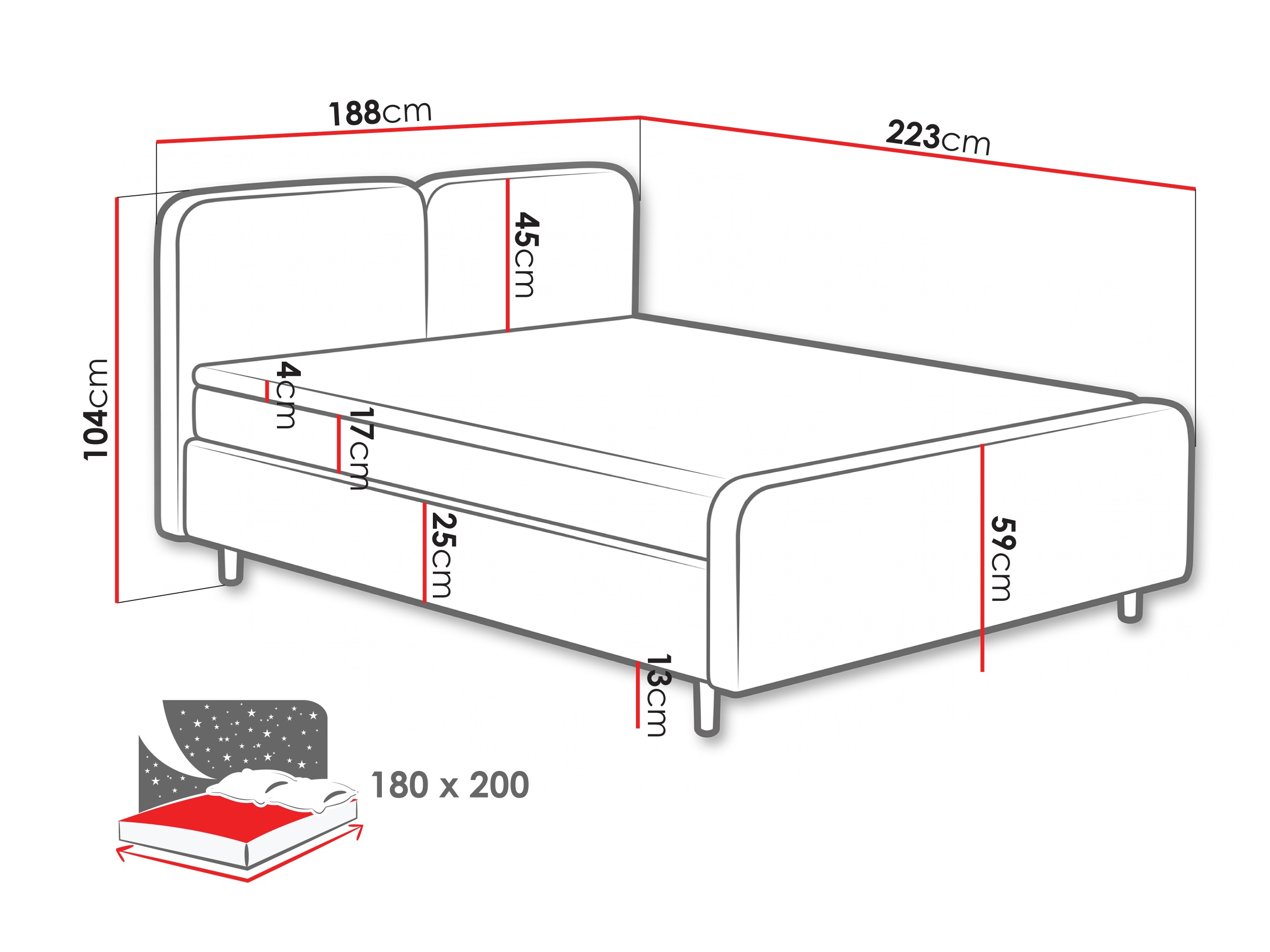 Lit boxspring Margate 130 (Tilia 03)