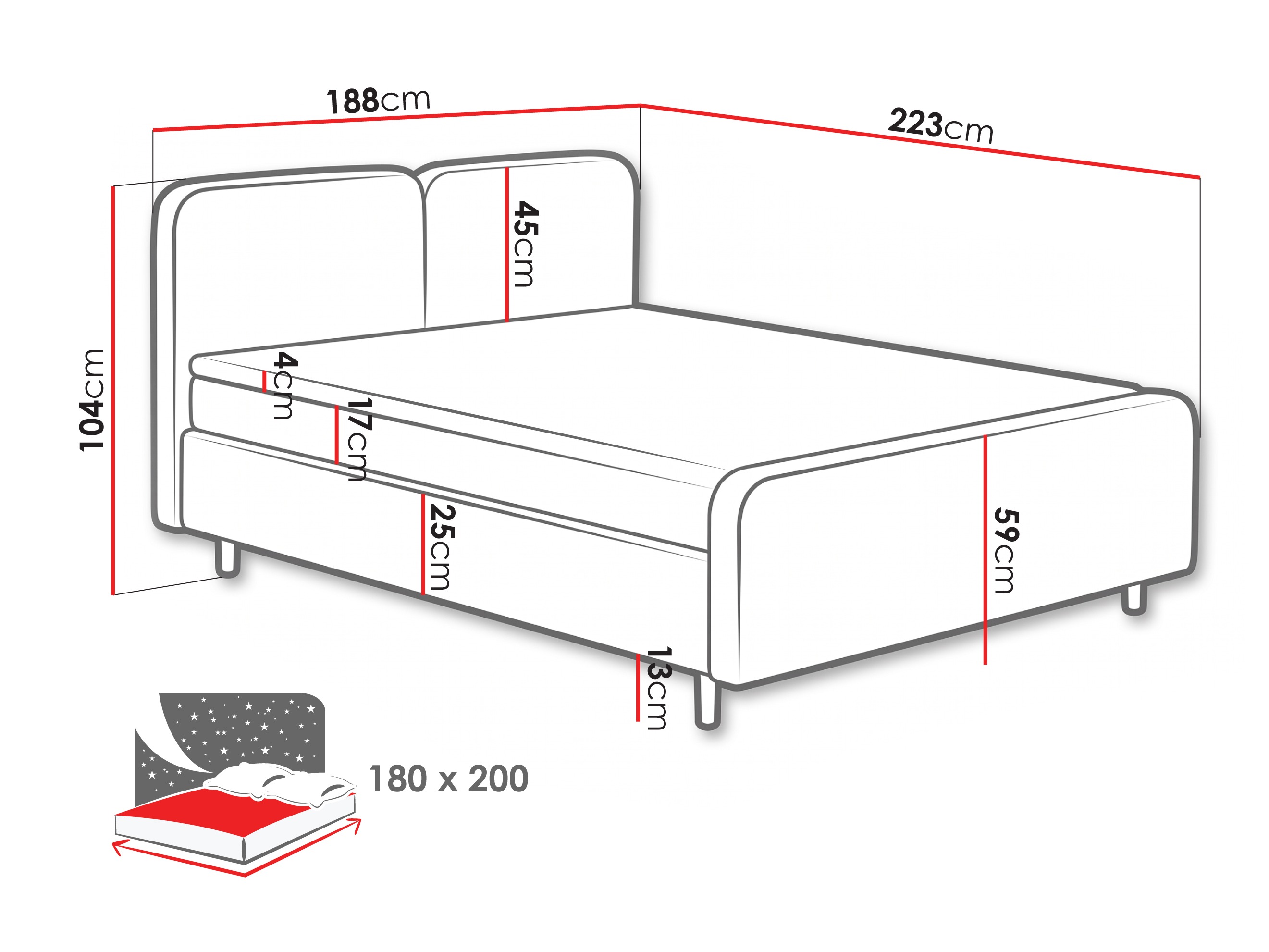 Lit boxspring Margate 130 (Tilia 17)