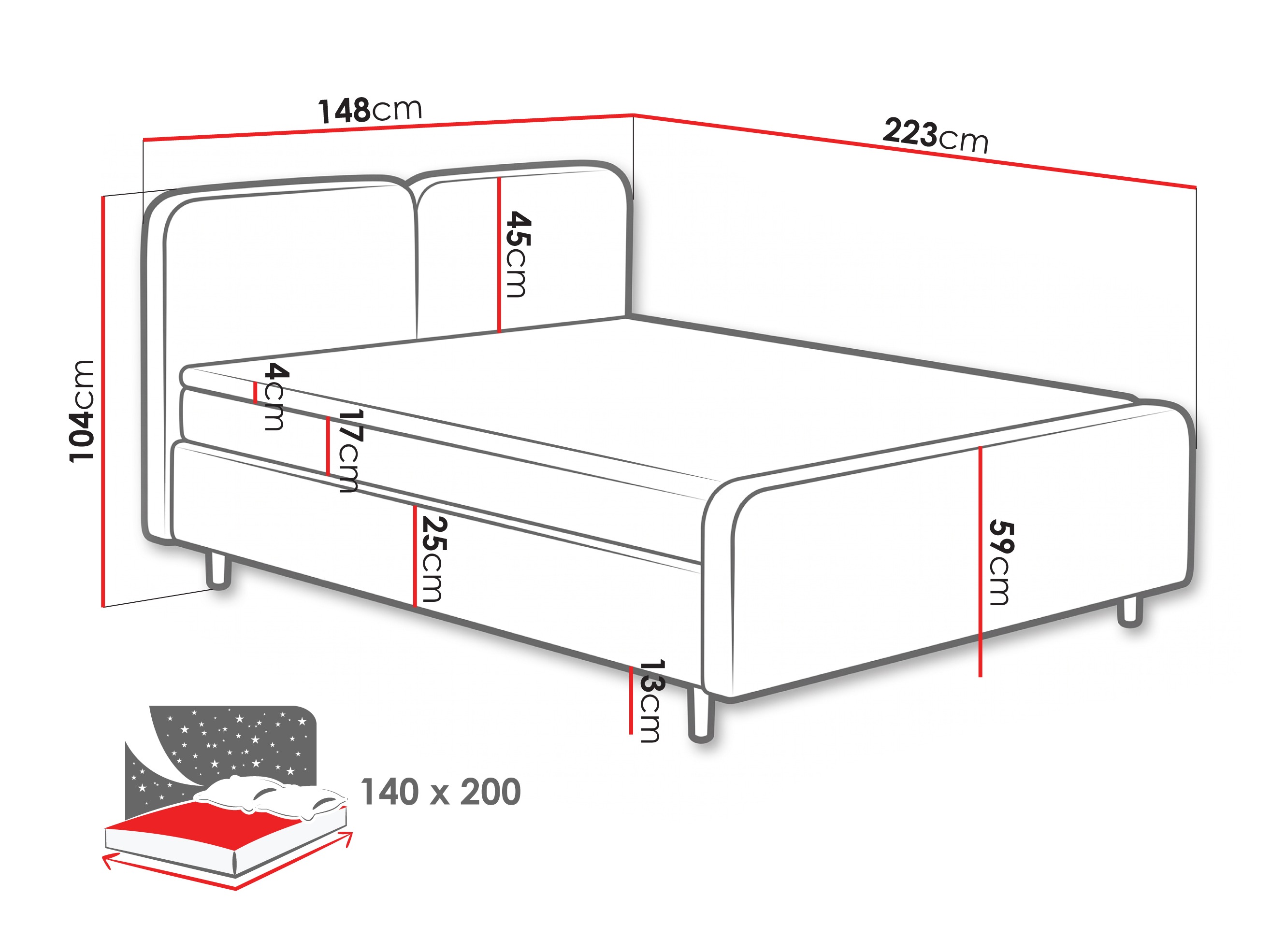 Lit boxspring Margate 130 (Tilia 62)