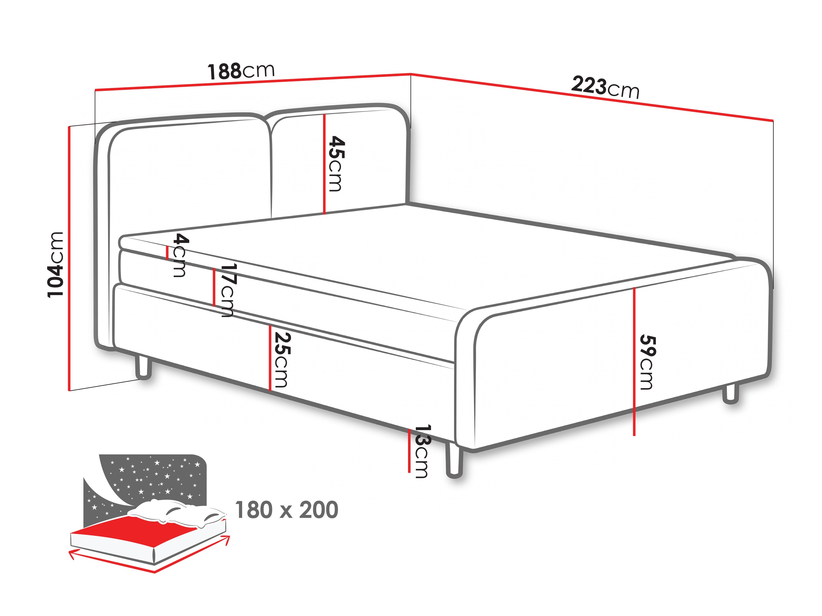 Lit boxspring Margate 130 (Tilia 62)