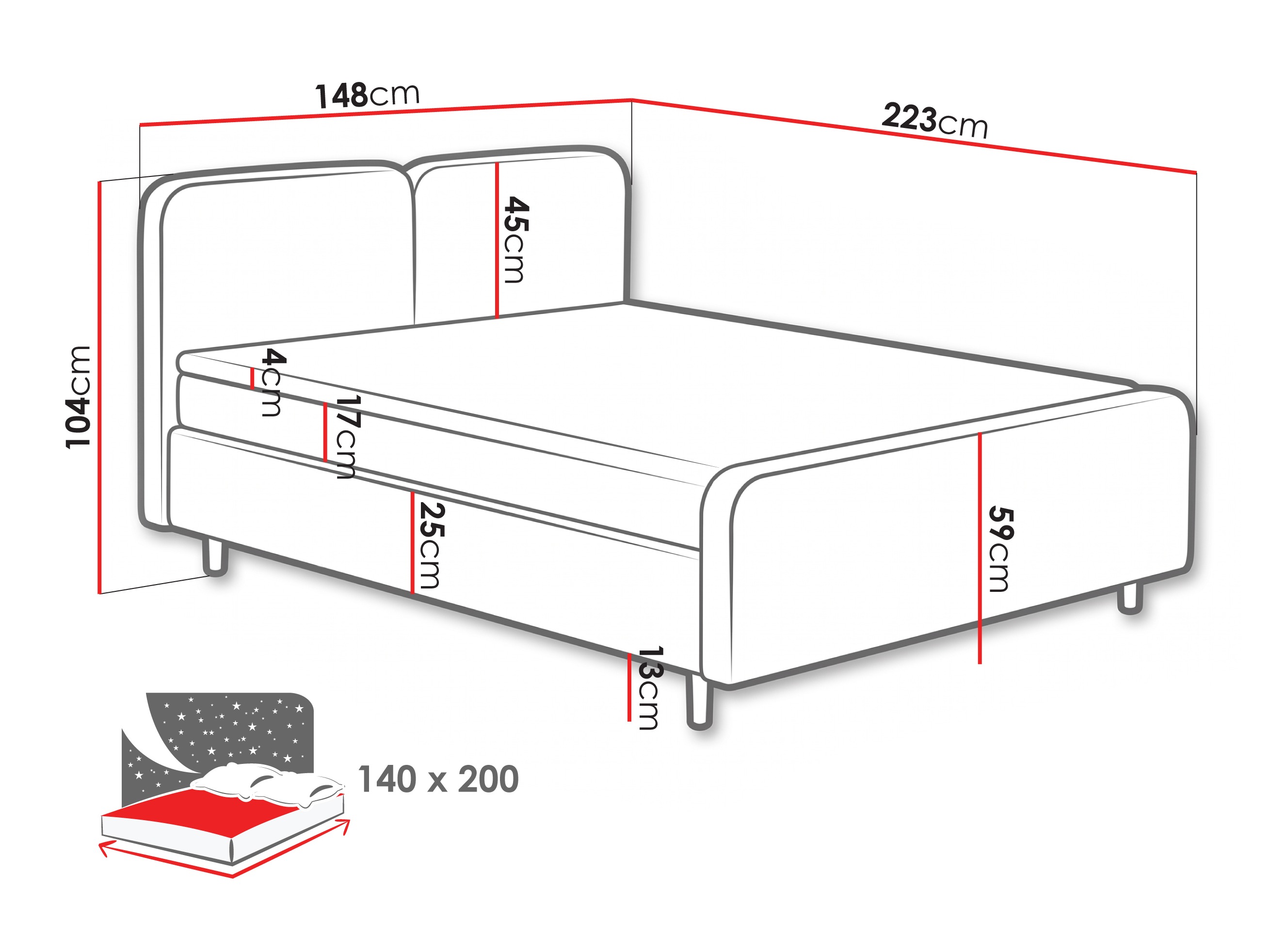 Lit boxspring Margate 130 (Tilia 86)