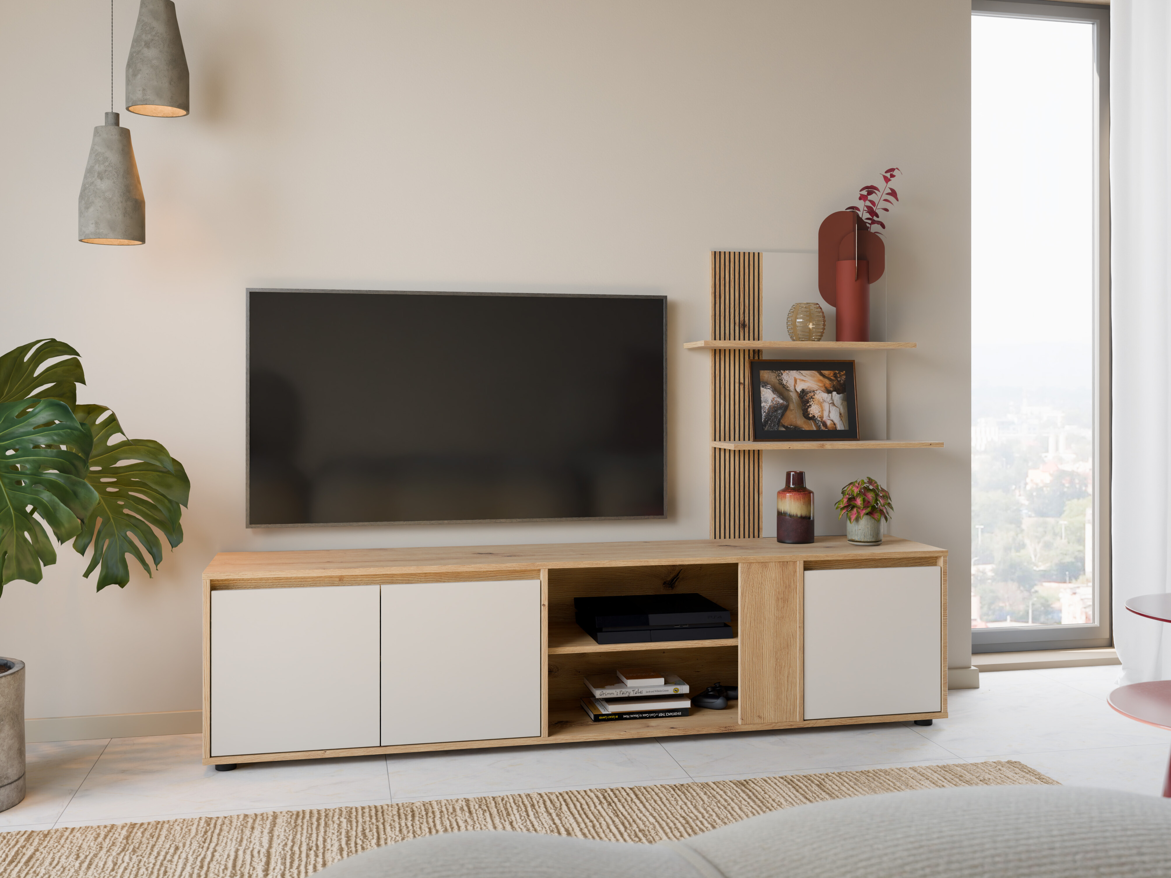 Meuble TV Torcavi 101 (Cachemire + Chêne Artisan)