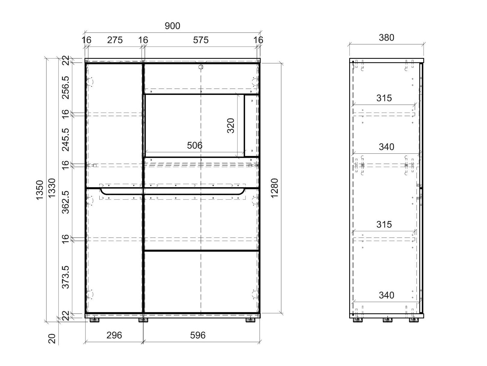 Buffet Deldori 102 (Cachemire + Noyer)