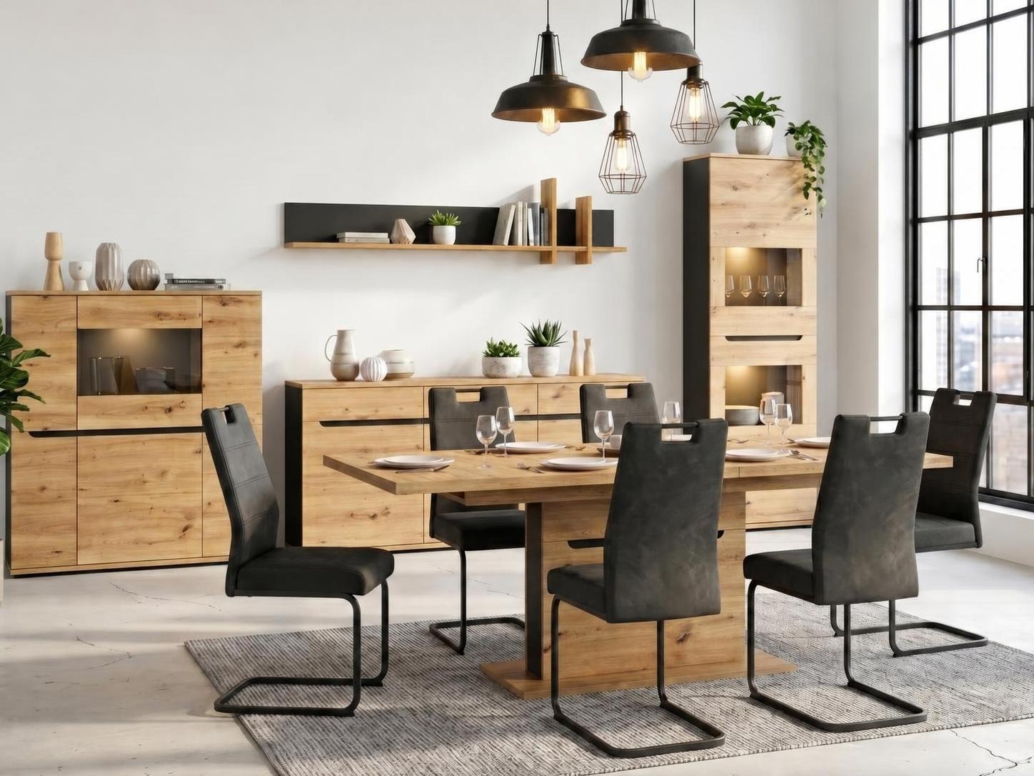 Buffet Deldori 103 (Chêne Artisan + Anthracite)