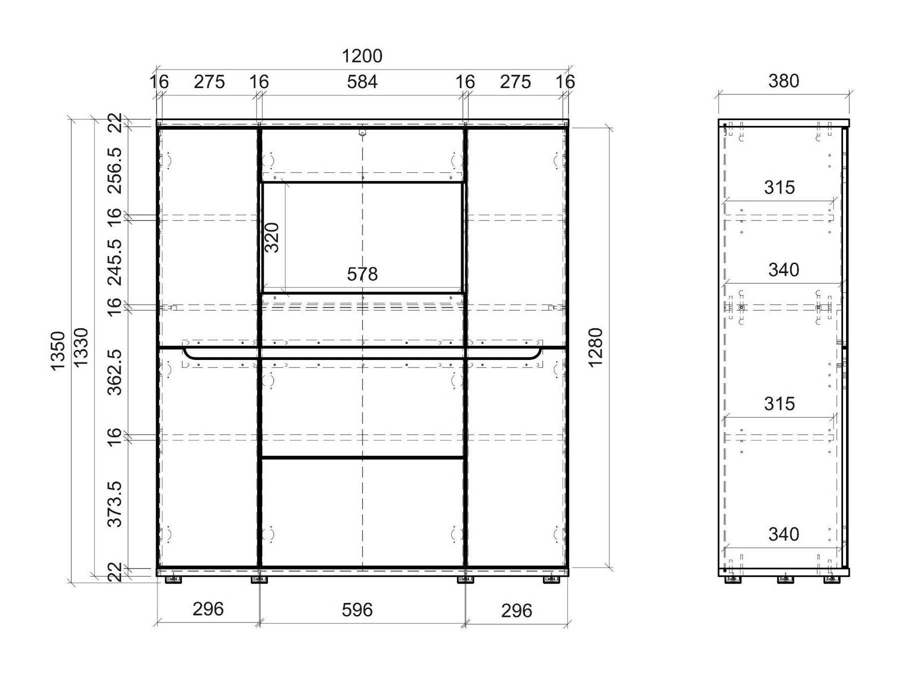 Buffet Deldori 103 (Noyer + Cachemire)