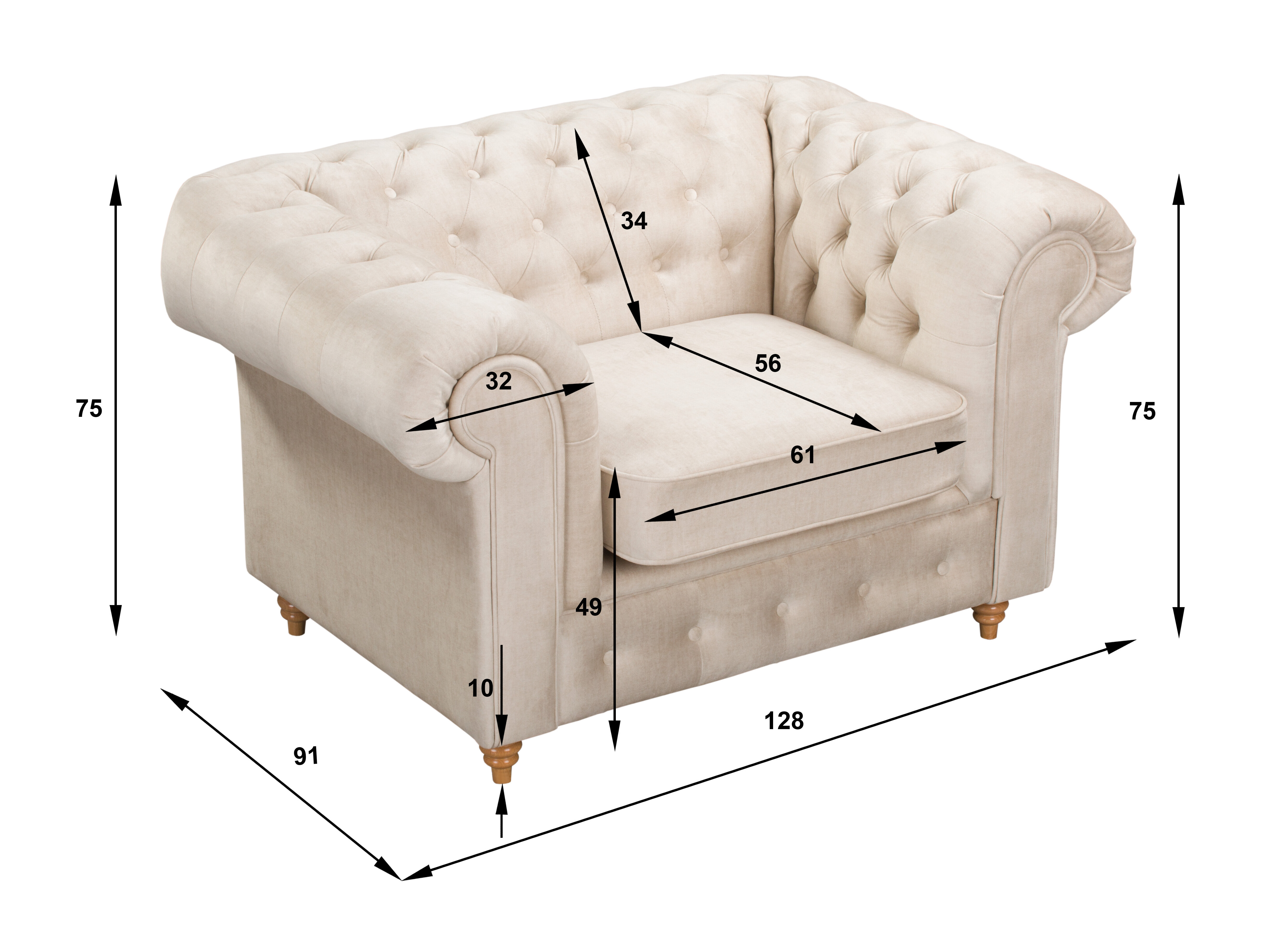Fauteuil Chesterfield Elitala 102 (Vogue 09)