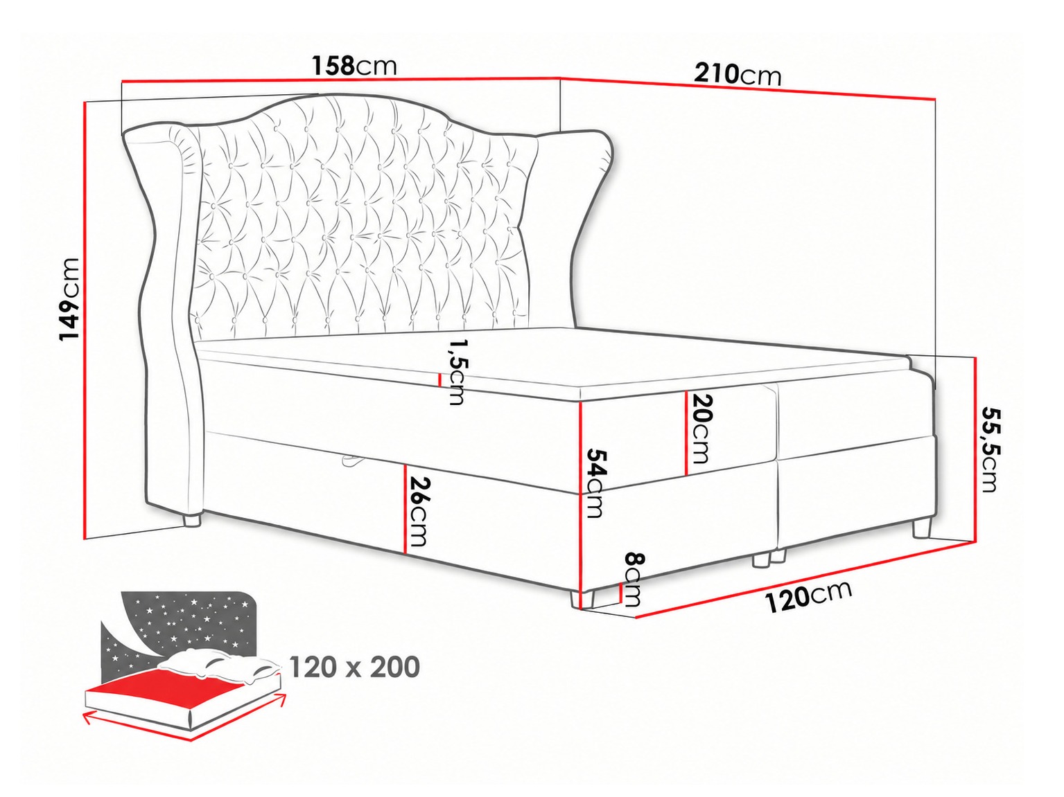 Lit boxspring Poeta (Kronos 07)