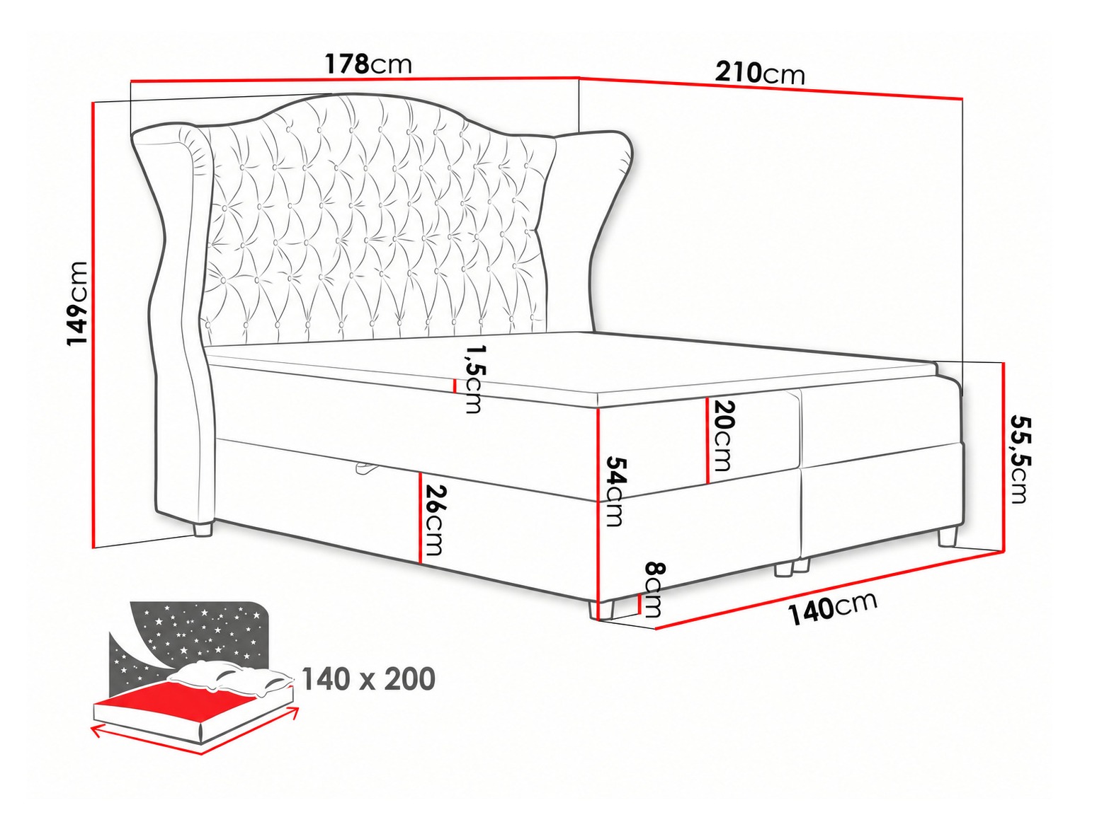 Lit boxspring Poeta (Kronos 07)