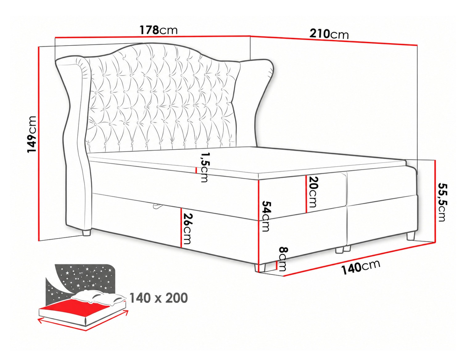 Lit boxspring Poeta (Kronos 09)