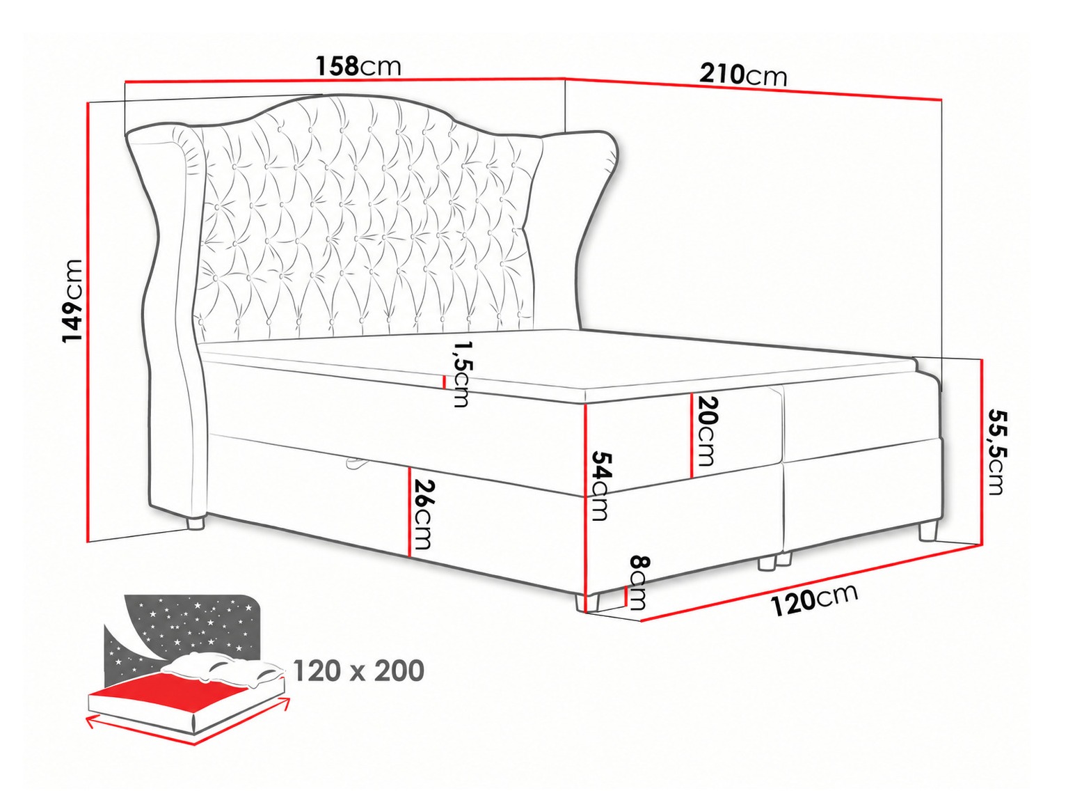 Lit boxspring Poeta (Kronos 19)