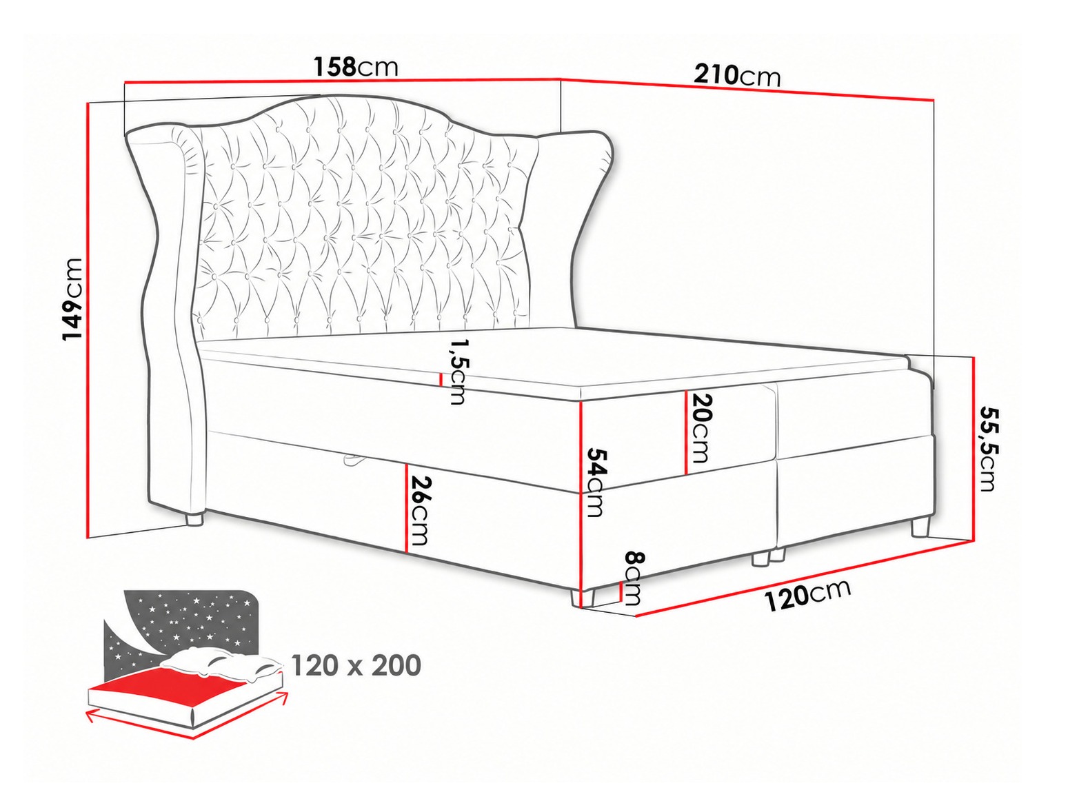 Lit boxspring Poeta (Kronos 29)