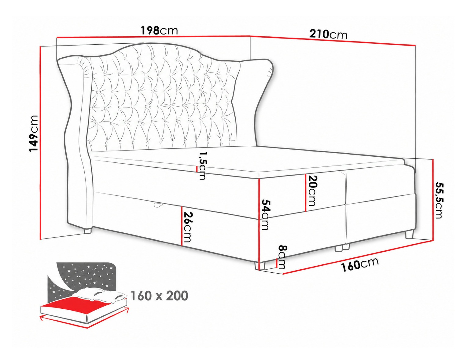 Lit boxspring Poeta (Kronos 07)