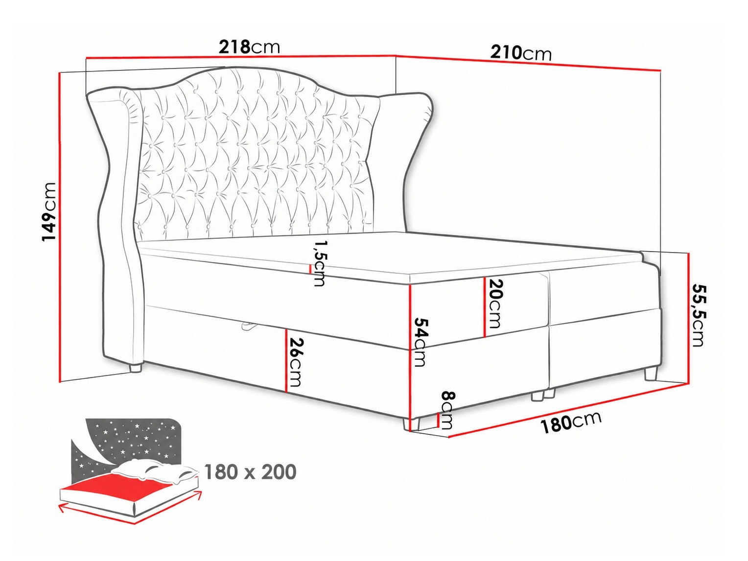 Lit boxspring Poeta (Kronos 07)