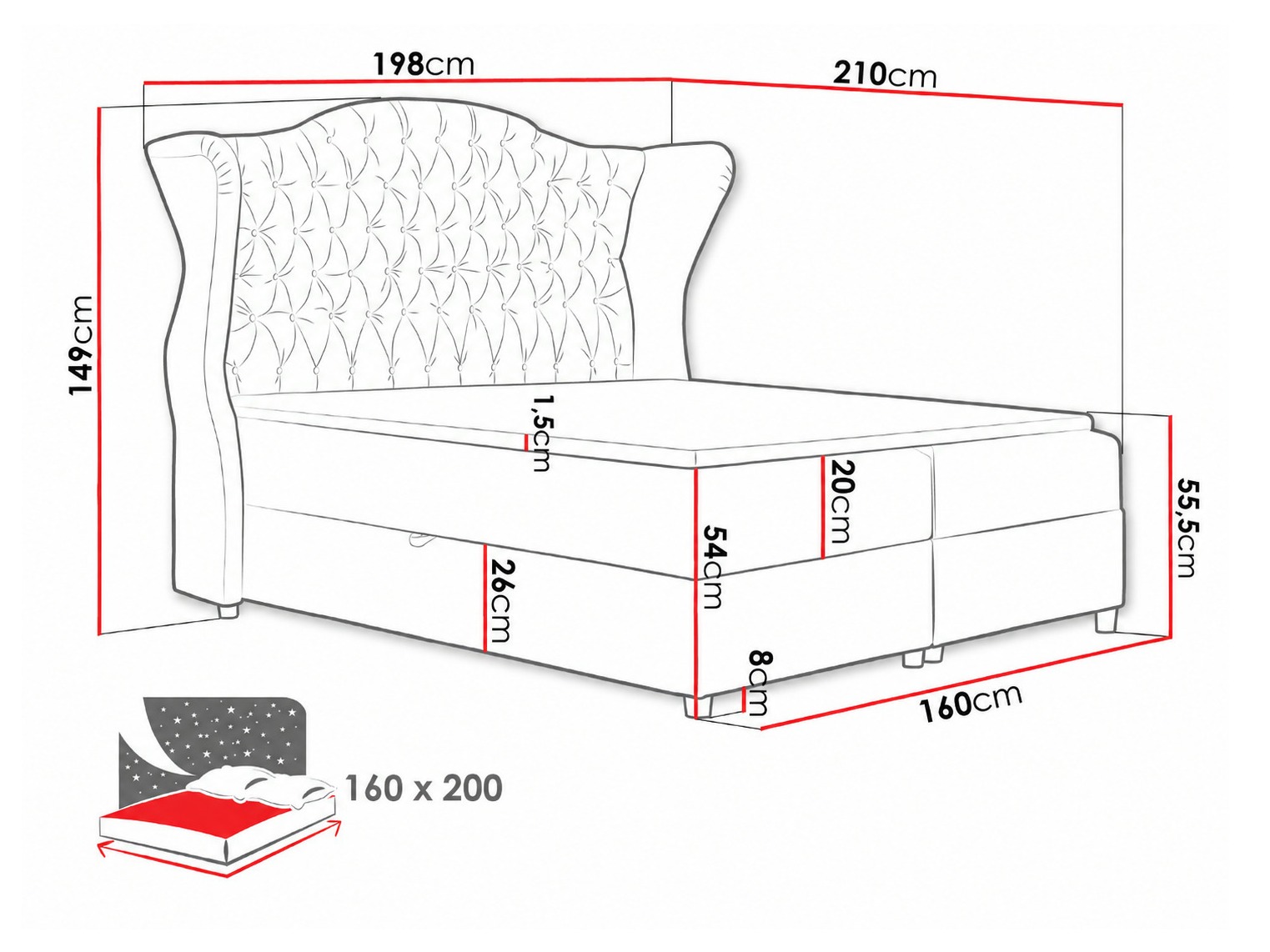 Lit boxspring Poeta (Kronos 19)