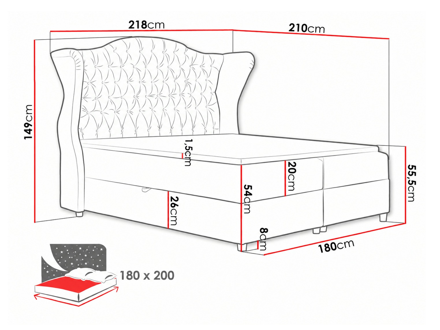 Lit boxspring Poeta (Kronos 19)