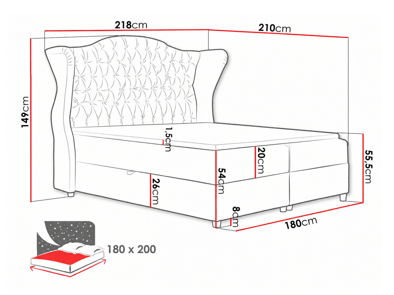 Lit boxspring Poeta (Kronos 22)