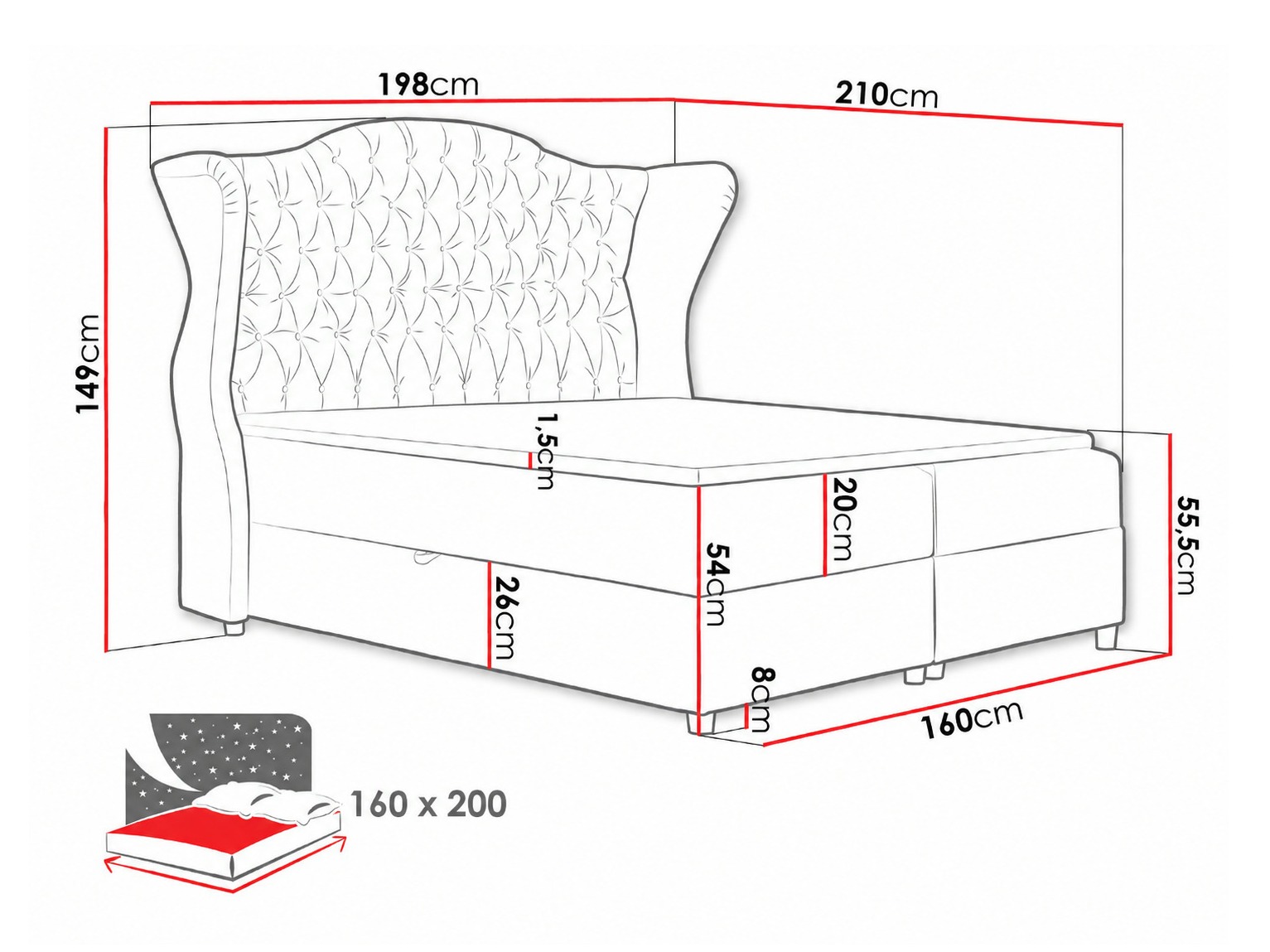 Lit boxspring Poeta (Kronos 29)