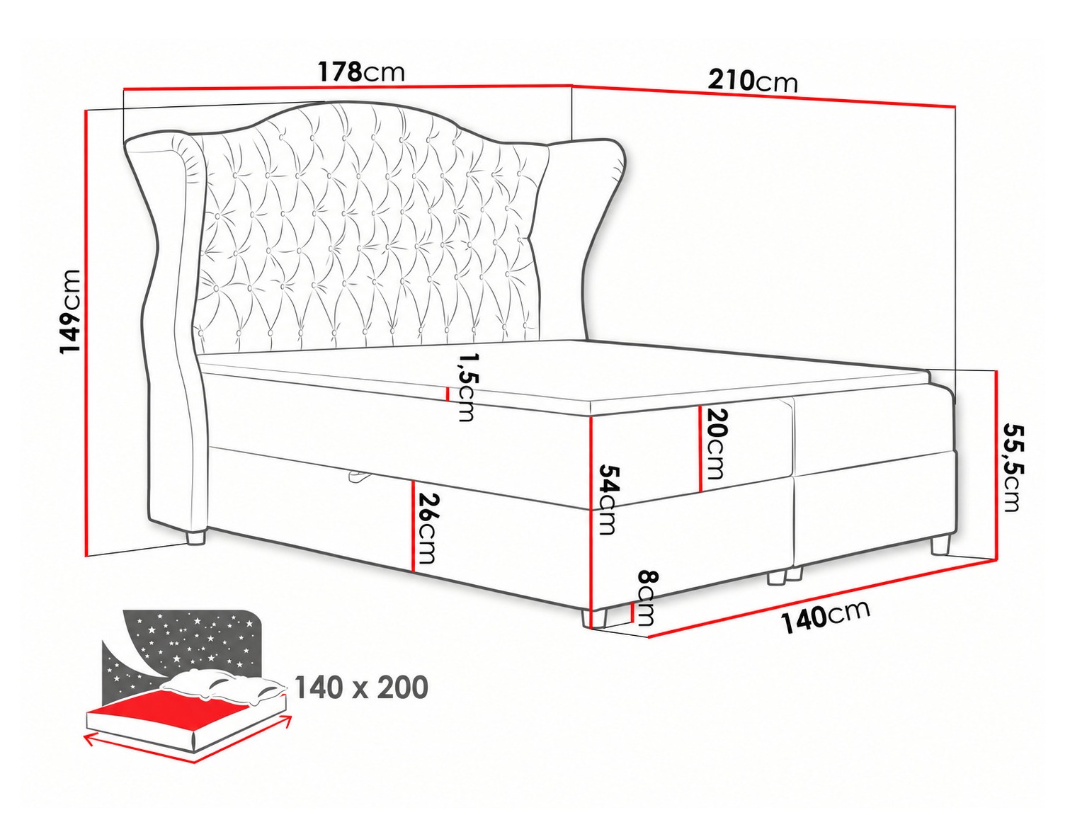 Lit boxspring Poeta (Paros 3)