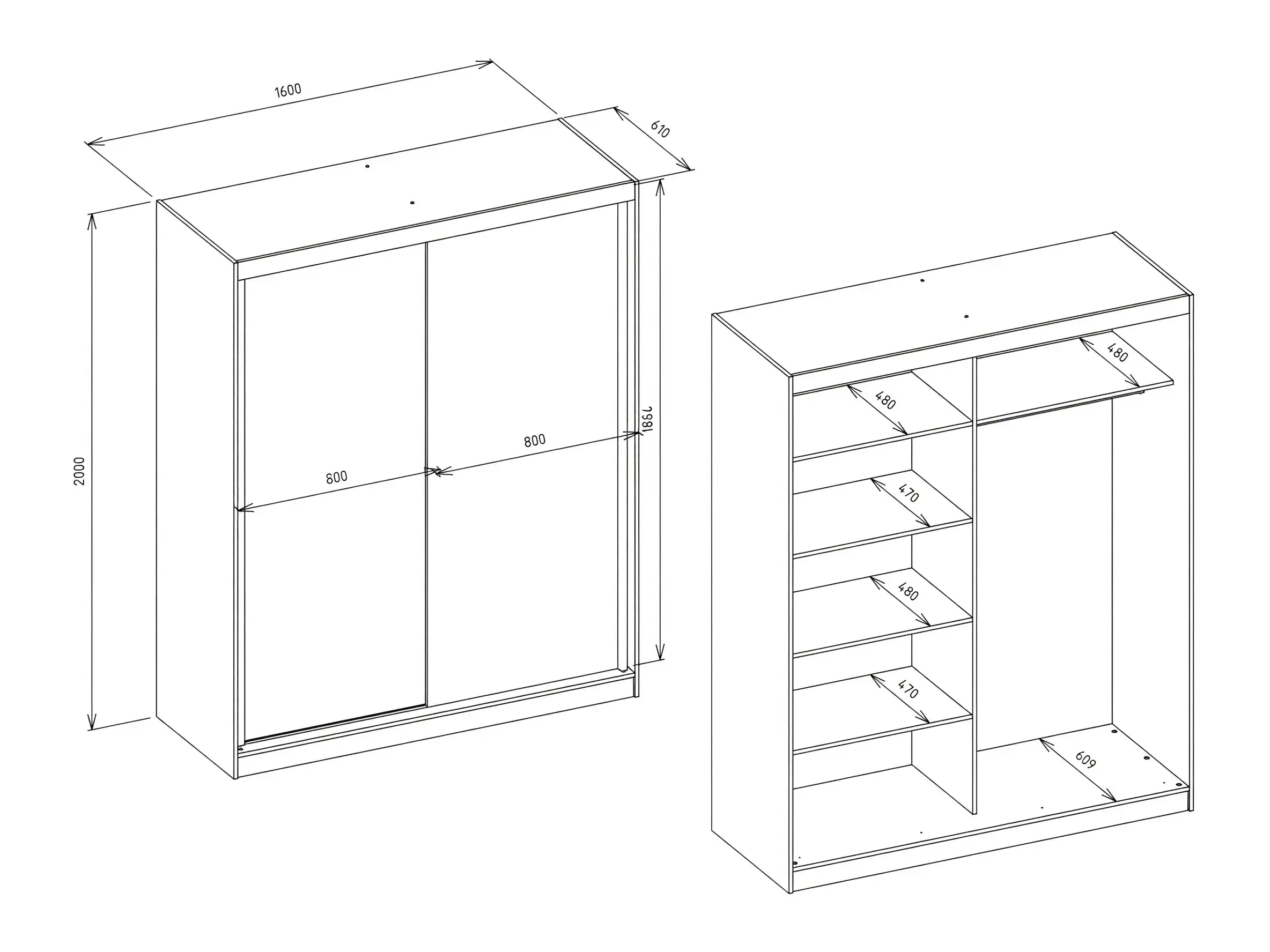 Armoire Mandeville 177 (Chêne Artisan + Blanc)