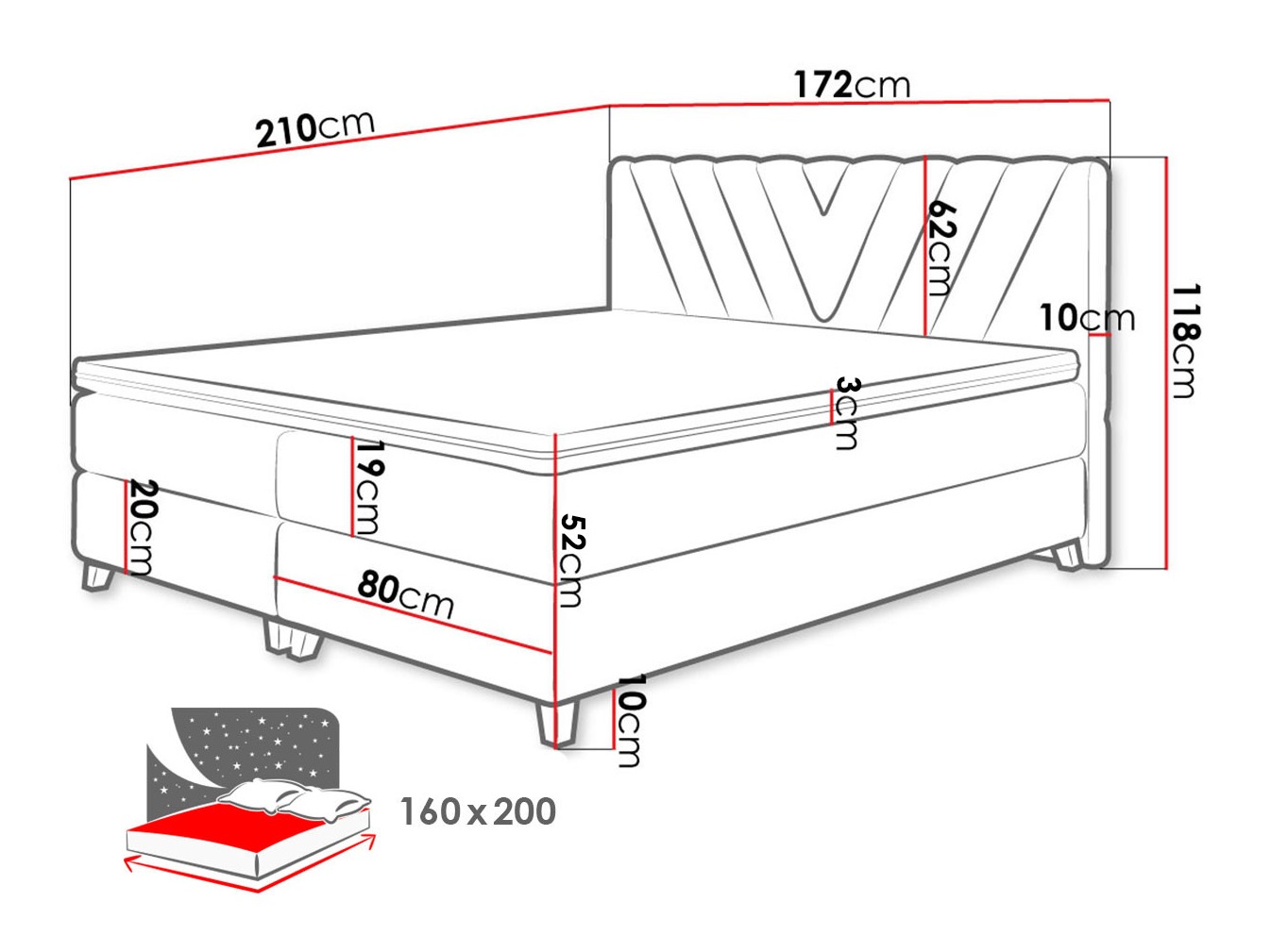 Lit boxspring ComfiDream Solra (Fresh 01)