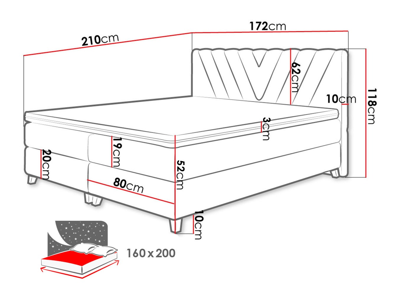 Lit boxspring ComfiDream Solra (Fresh 13)