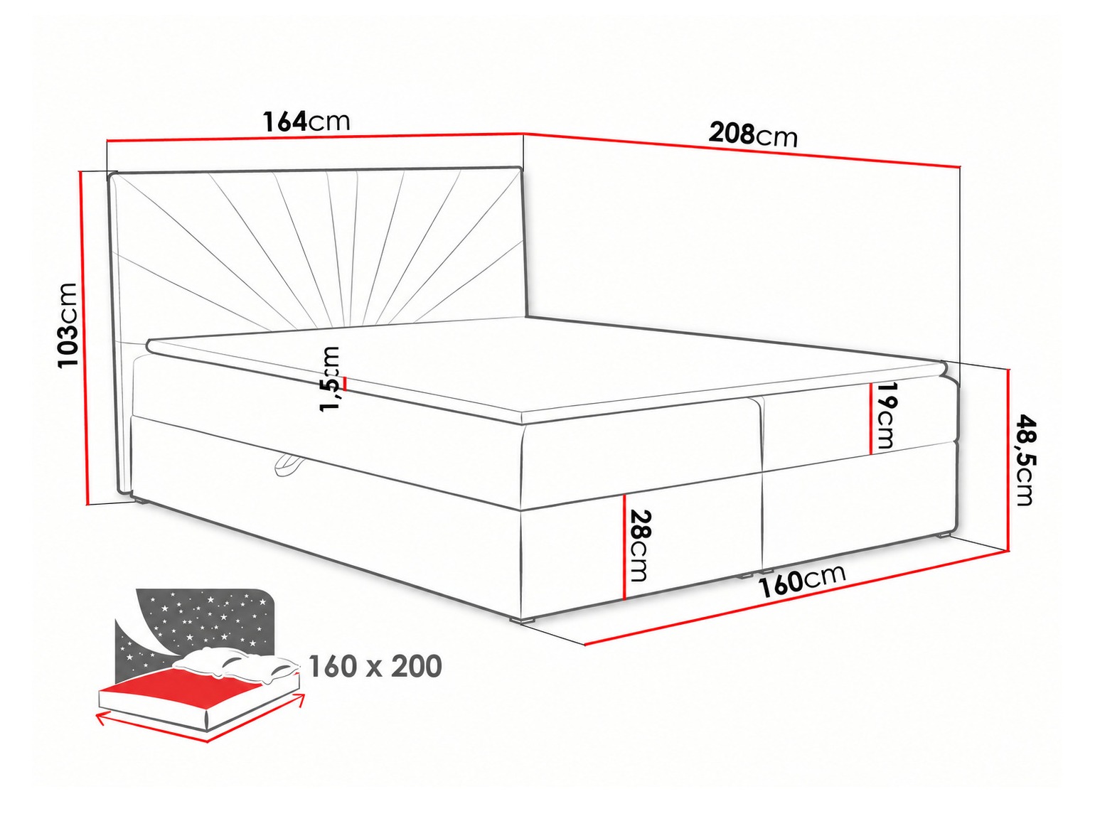Lit boxspring Pons I (Kronos 15)