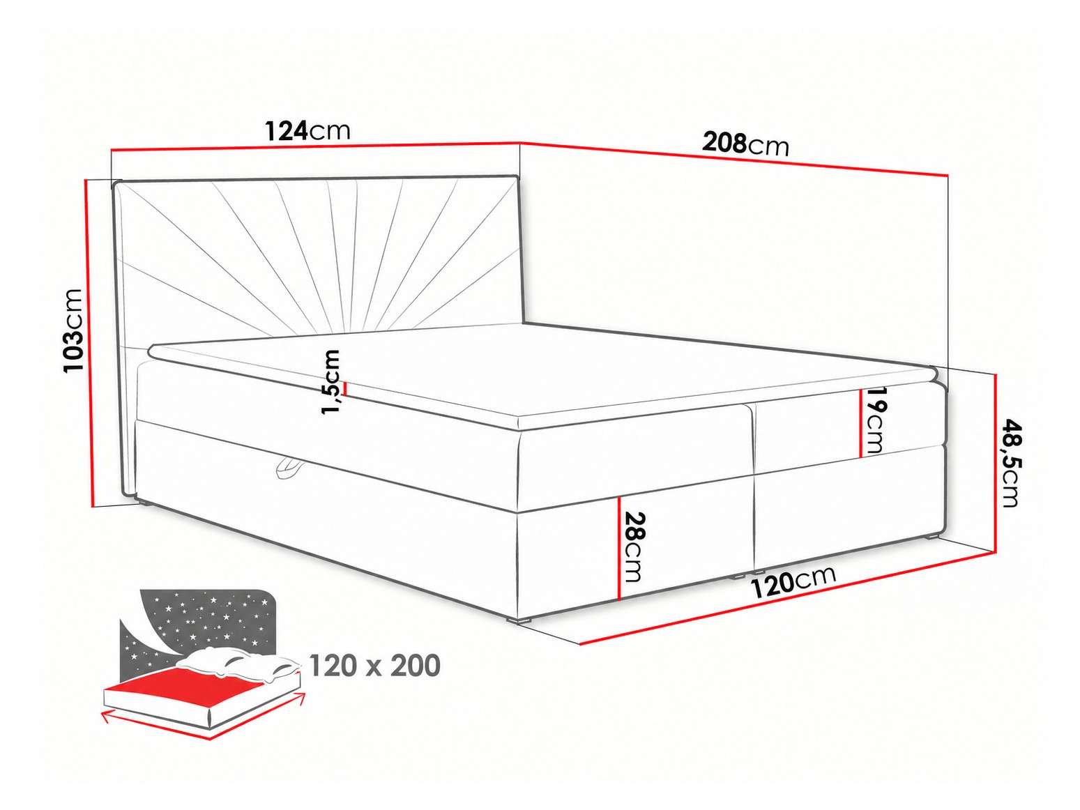 Lit boxspring Pons I (Kronos 27)