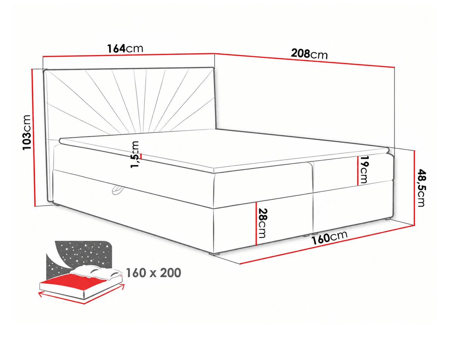 Lit boxspring Pons I (Kronos 27)