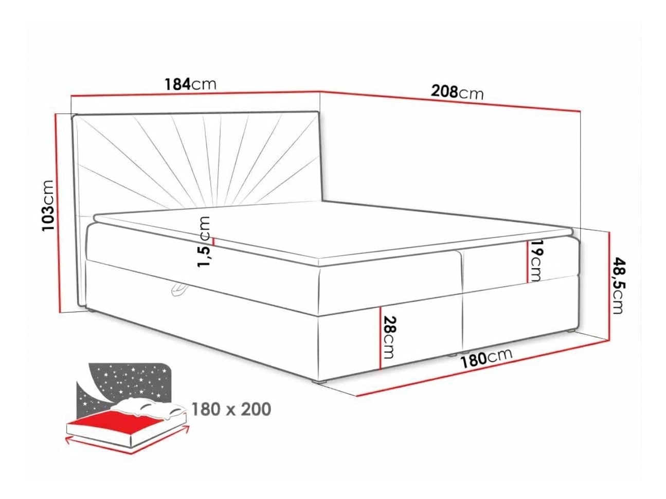 Lit boxspring Pons I (Kronos 27)